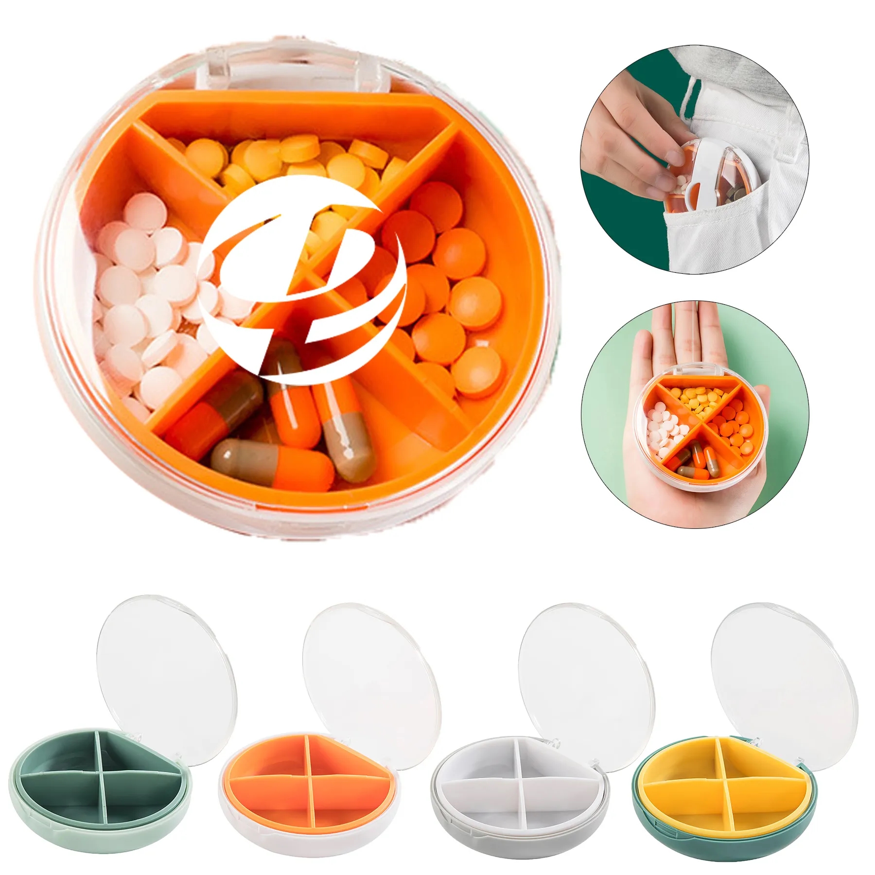 4 Compartments Travel Pill Organizer Portable Tablet Case 1