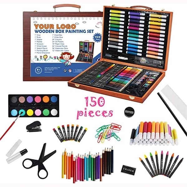 150 Pieces Kids Deluxe Artist Painting Set With Wooden Case 4