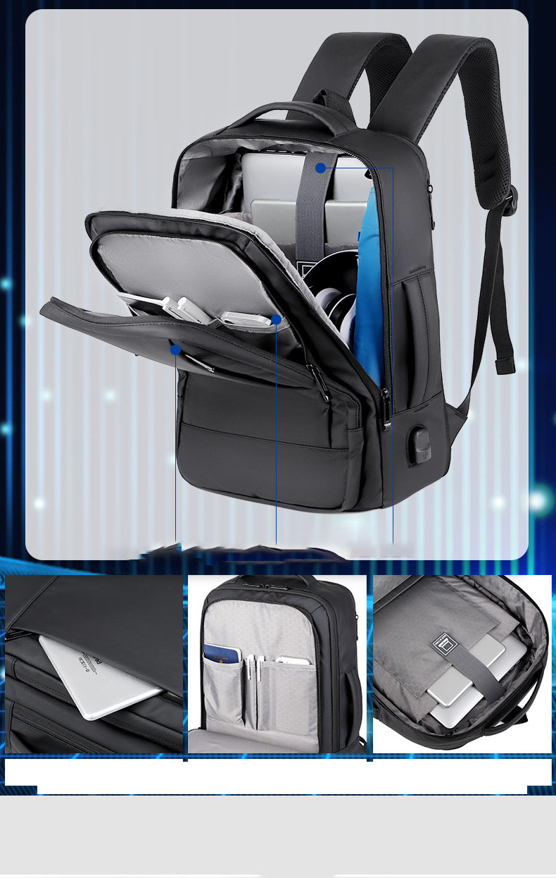 Business Anti Theft Durable Laptops Backpack / USB Charging Port 4