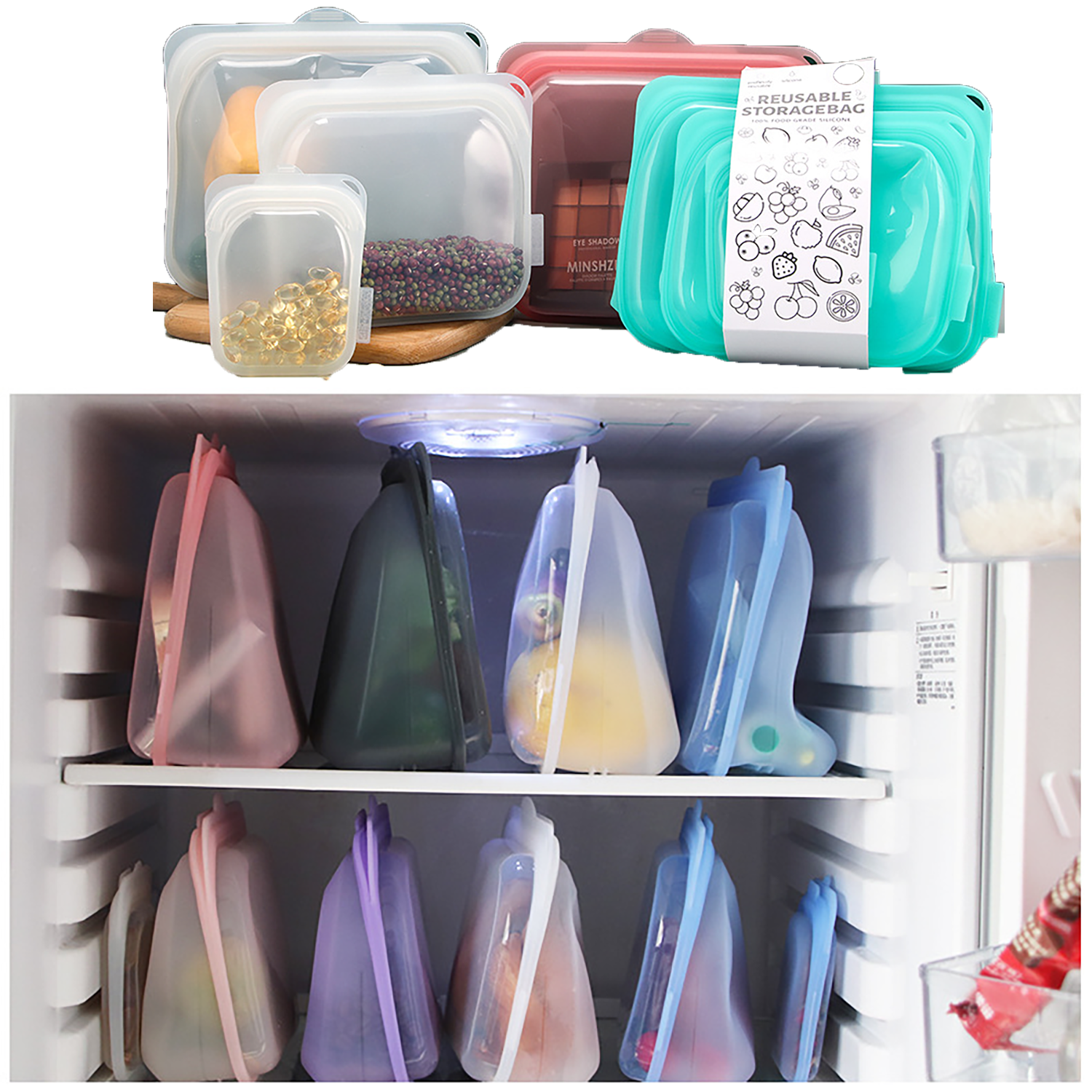 Stand-Up Food Grade Reusable Silicone Storage Bag 13