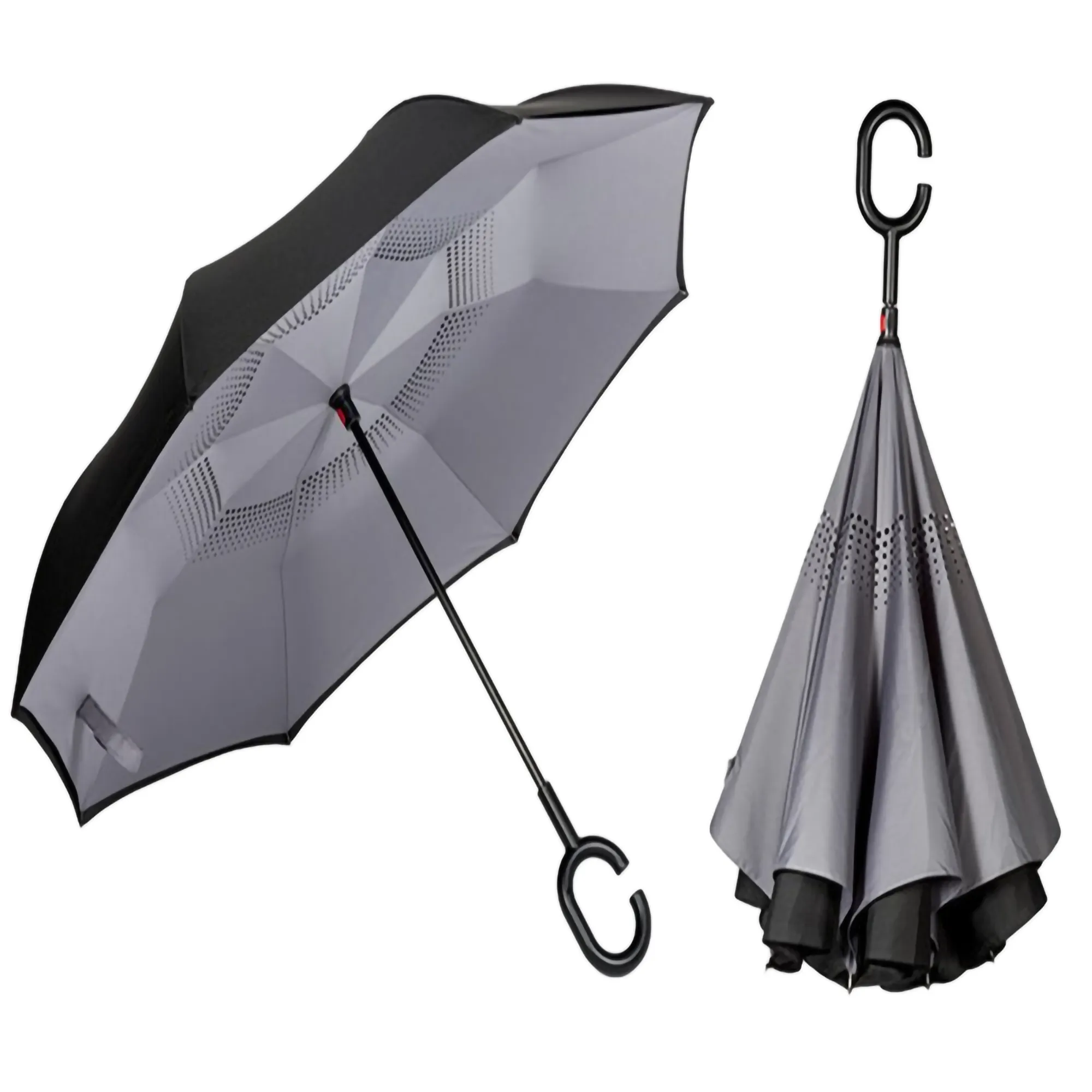MOQ 50PCS Reversible Inverted Umbrella With C-Shape Handle 2