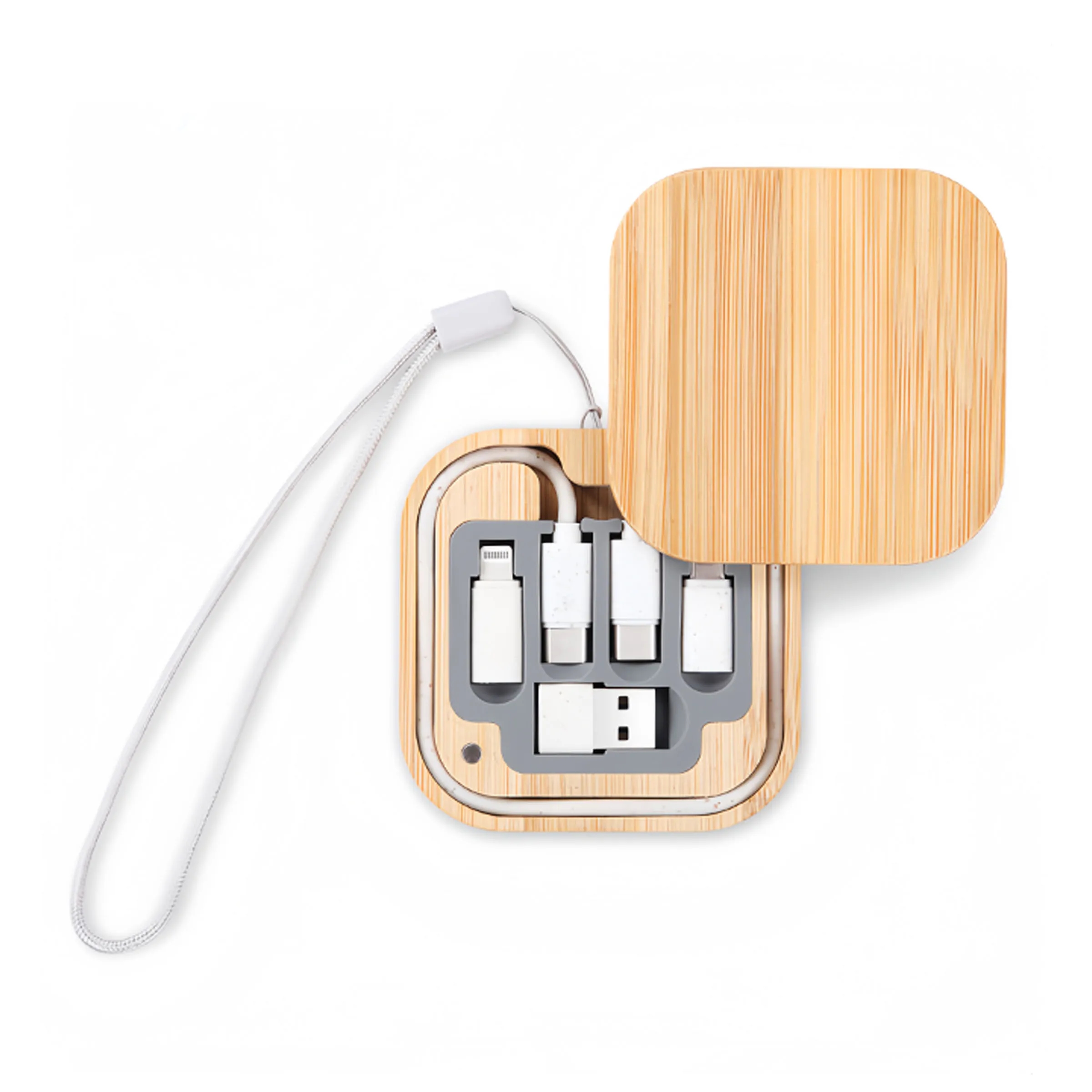 Wood Quick Charging Data Cable Storage Box 4