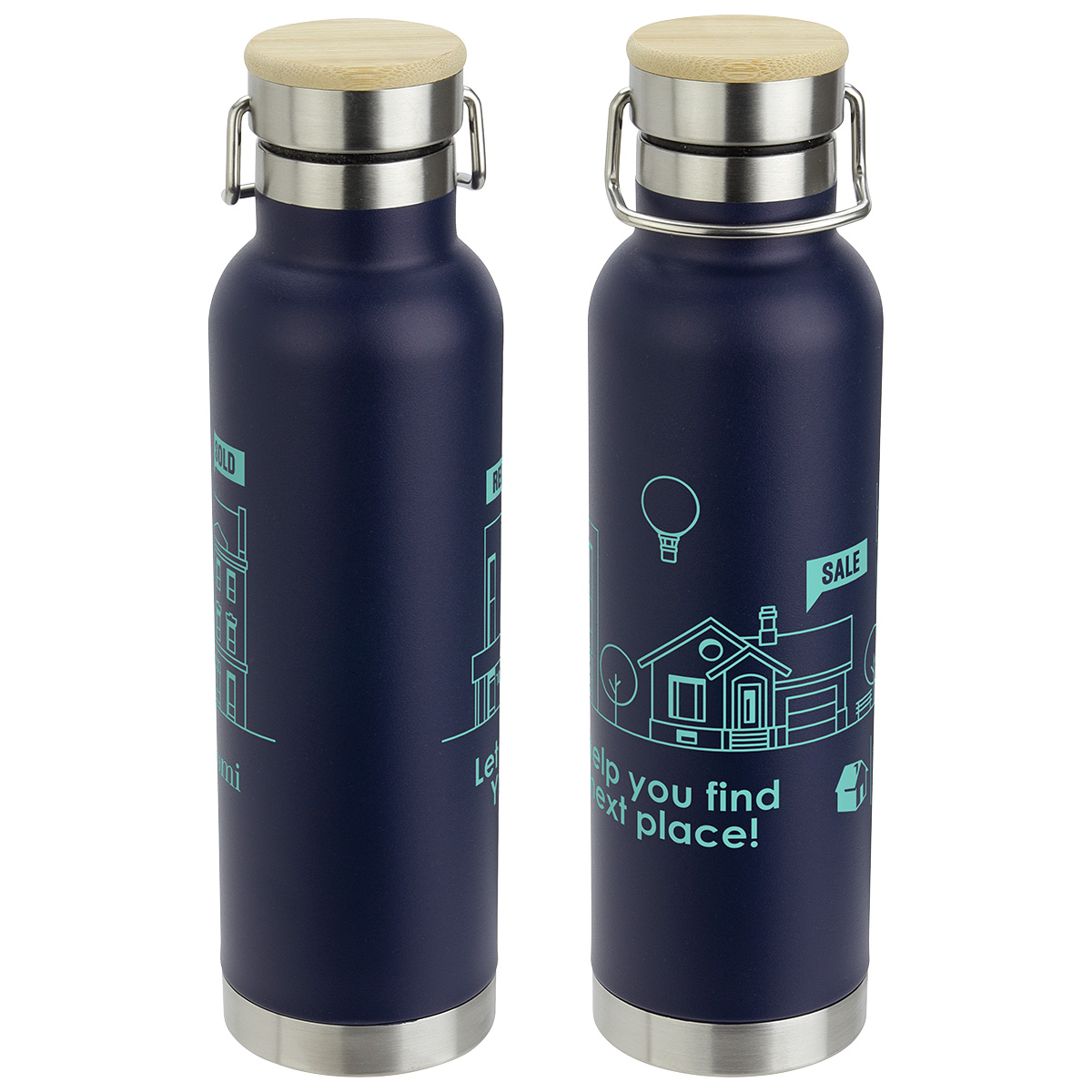 Cusano 22 oz Vacuum Insulated Stainless Steel Bottle with Bamboo Cap, custom water bottle with logo imprint 3