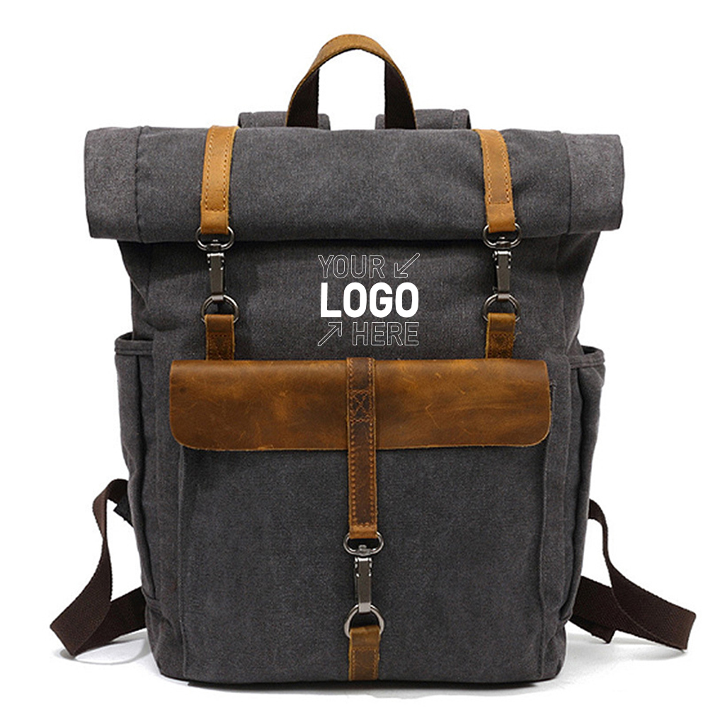 Vintage Travel Canvas Leather Backpack 1