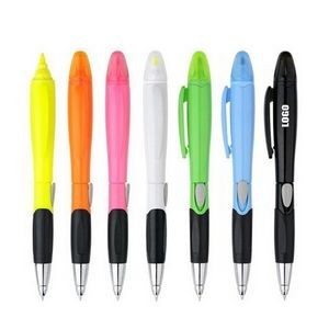 White Barrel Pen With Highlighter 15