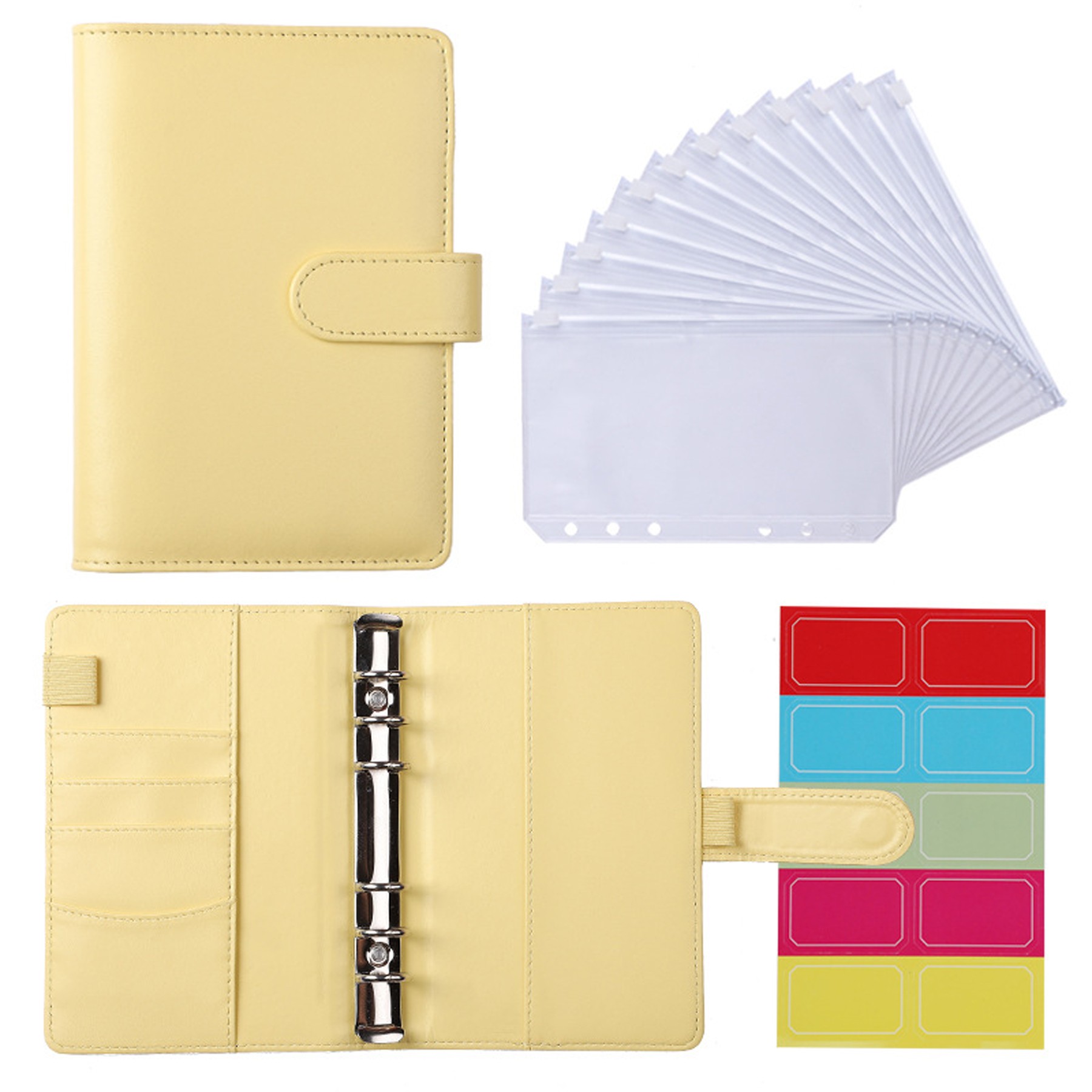 A6 PU Leather Binder Cover w/12 Piece A6 Binder Pockets 4