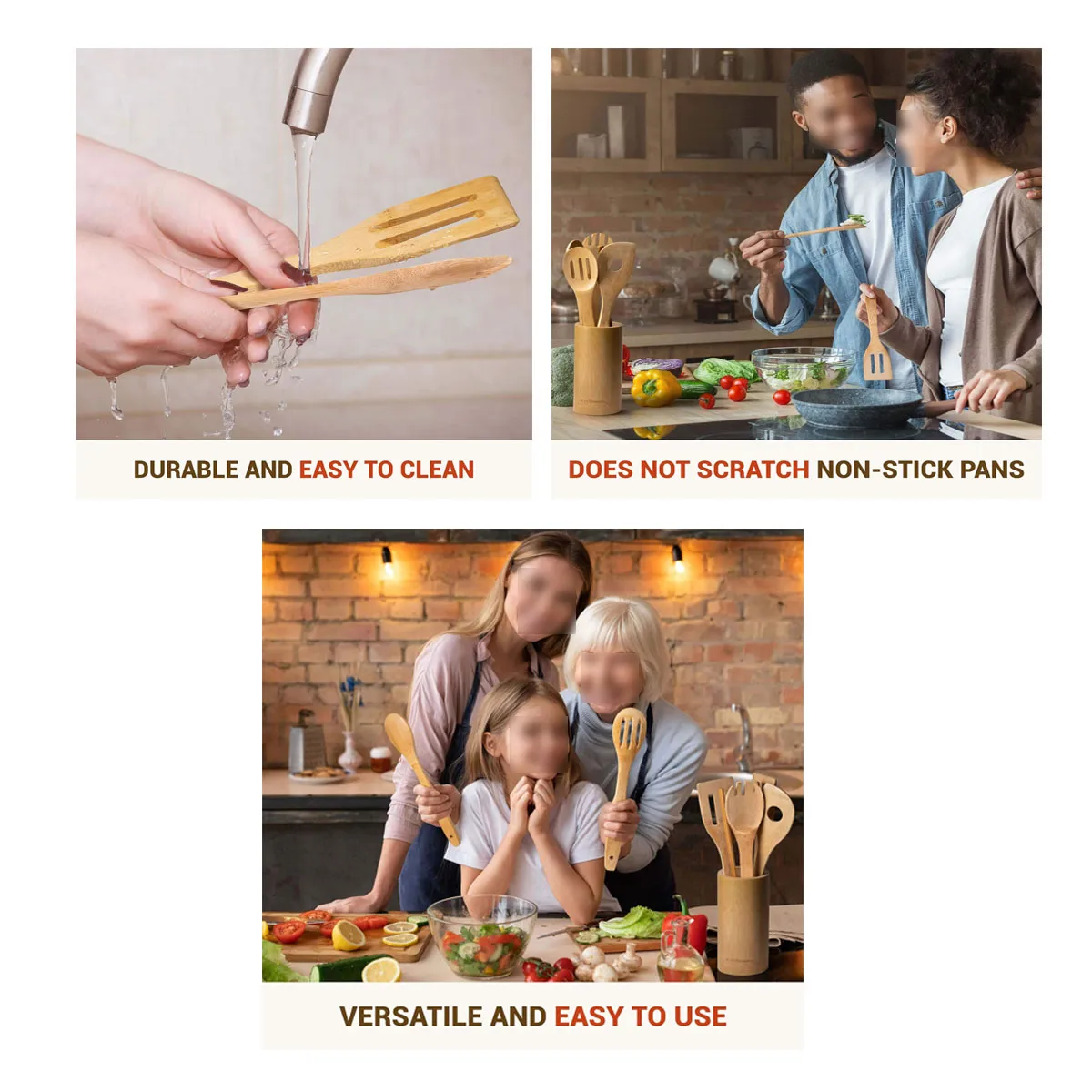 Home Use Healthy Bamboo kitchen Utensil Set With Packing Box 2