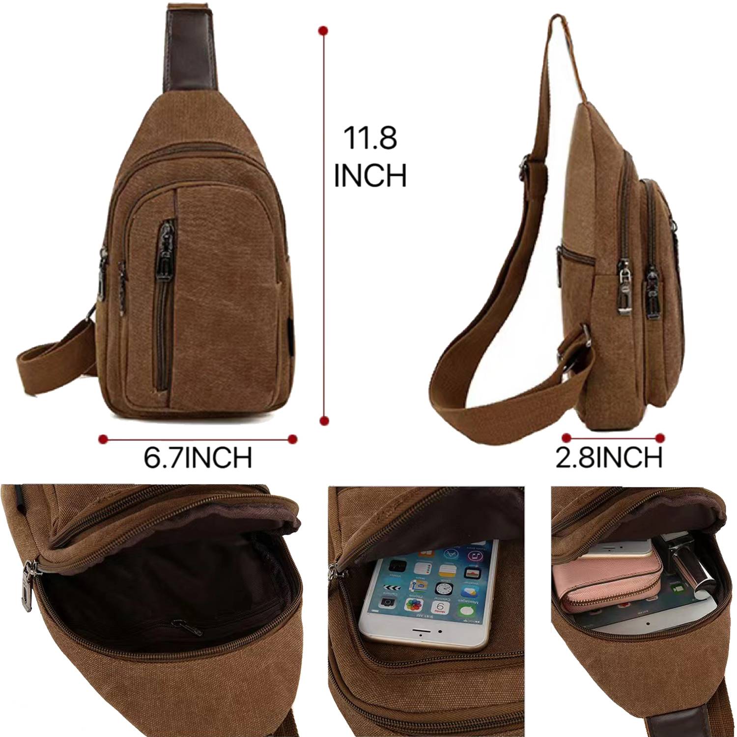 Crossbody Canvas Sling Bag Backpack with Adjustable Strap 2