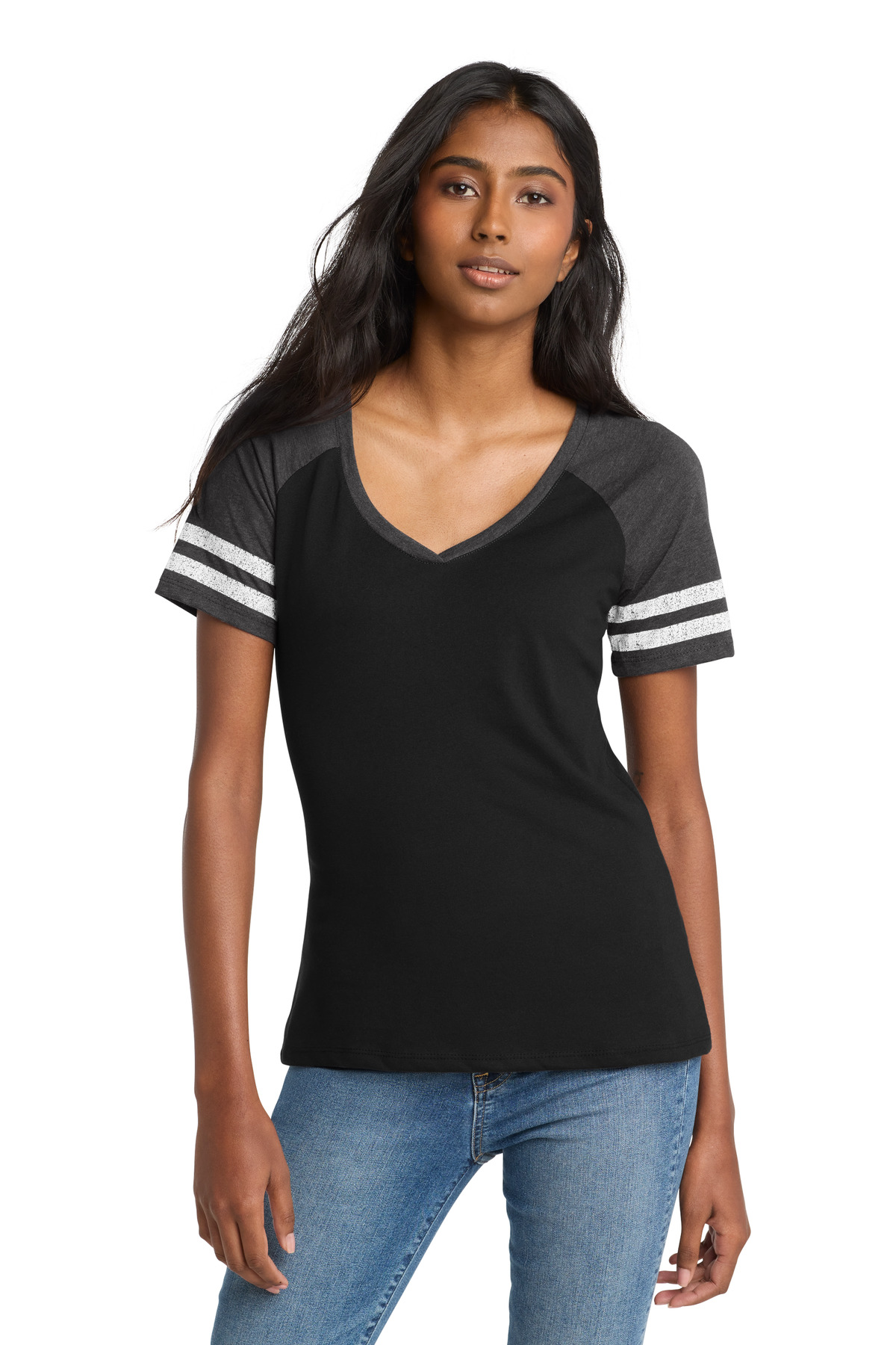District Women's Game V-Neck Tee. DM476 30