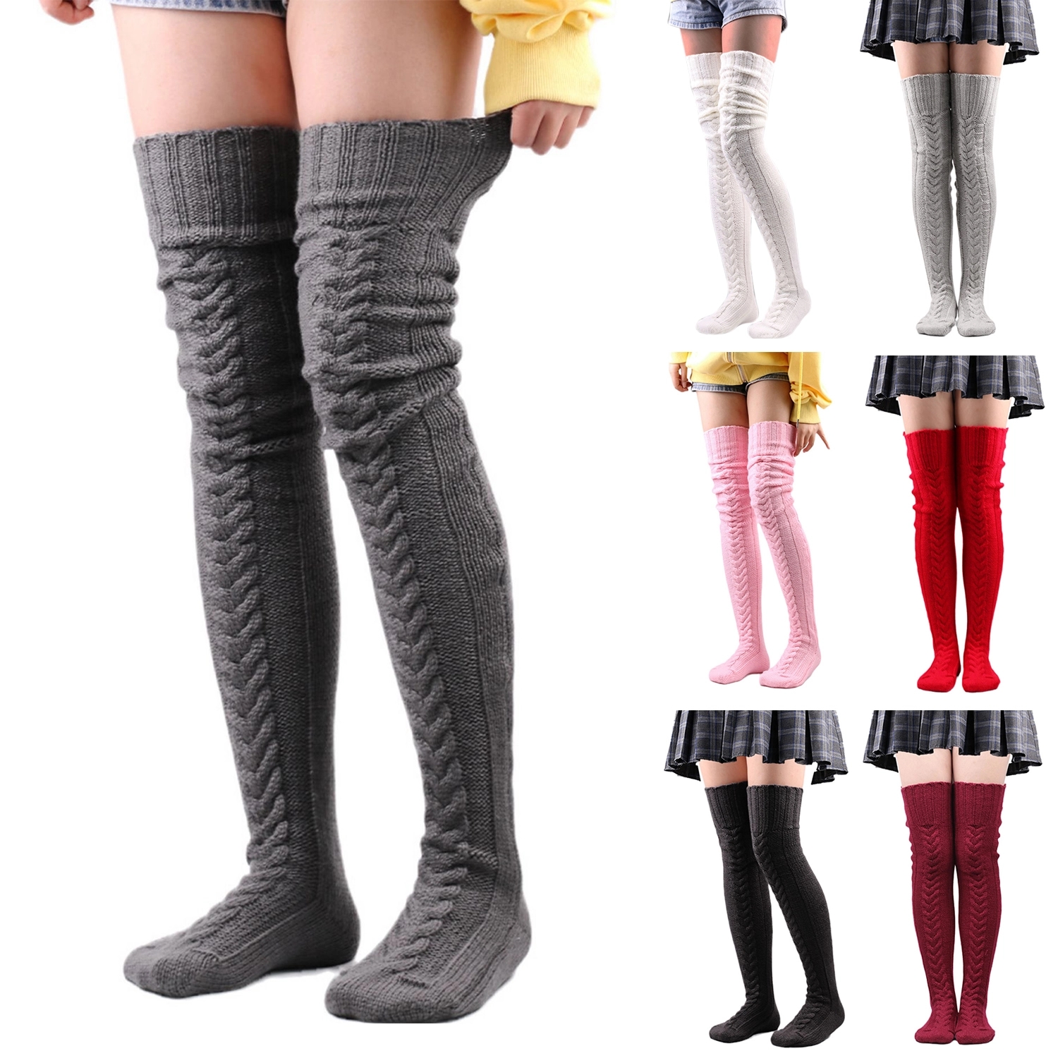 Women'S Cable Knitted Thigh High Boot Socks Extra Long 2