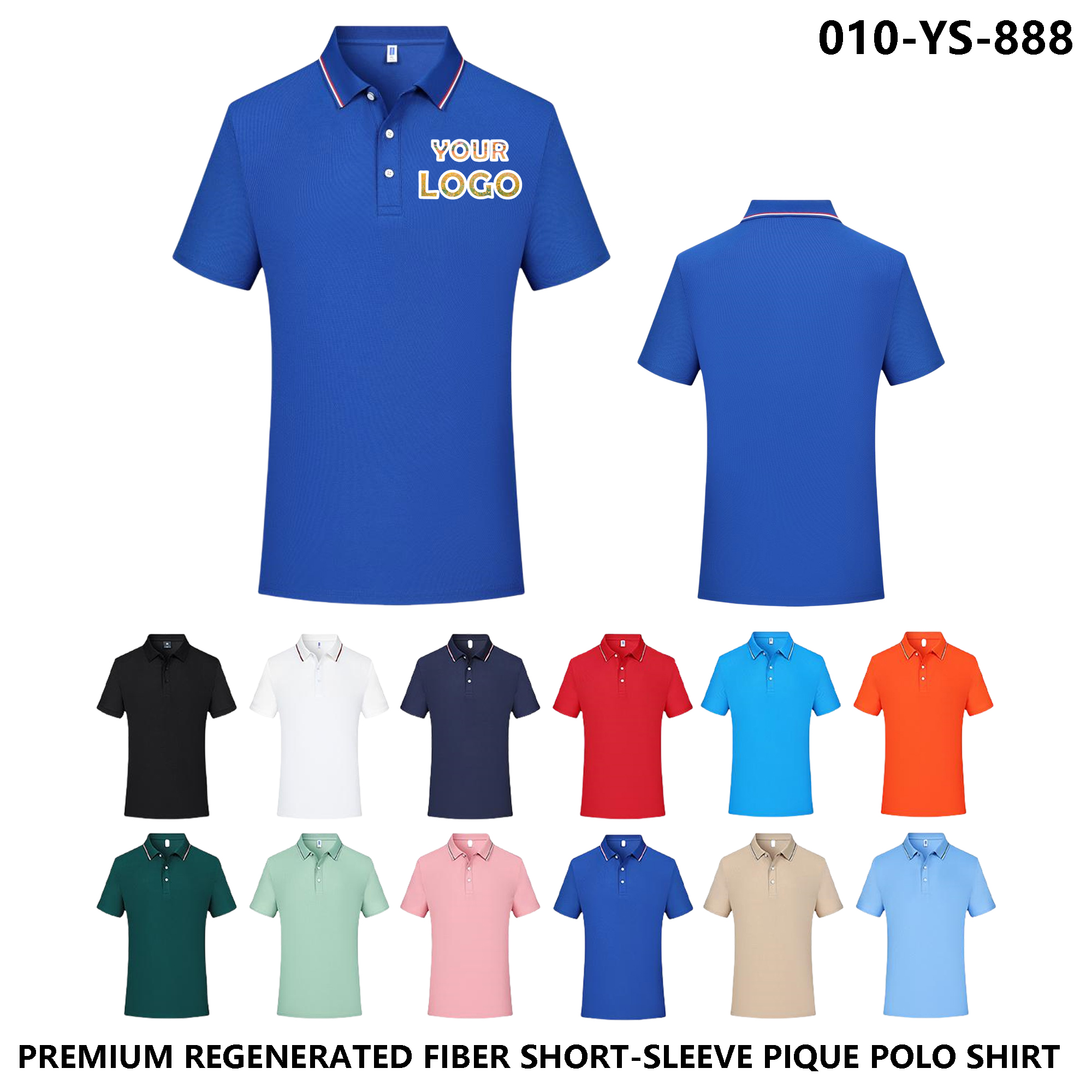Regenerated Fiber Unisex Short Sleeve Polo - Moisture-Wicking & Breathable 2