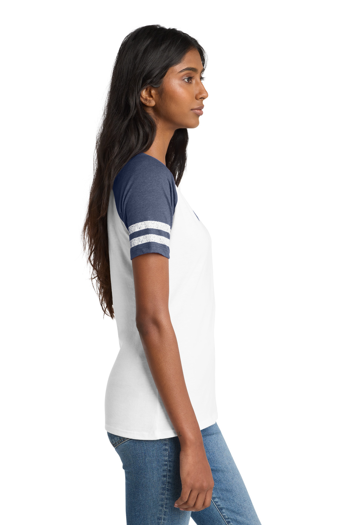 District Women's Game V-Neck Tee. DM476 3