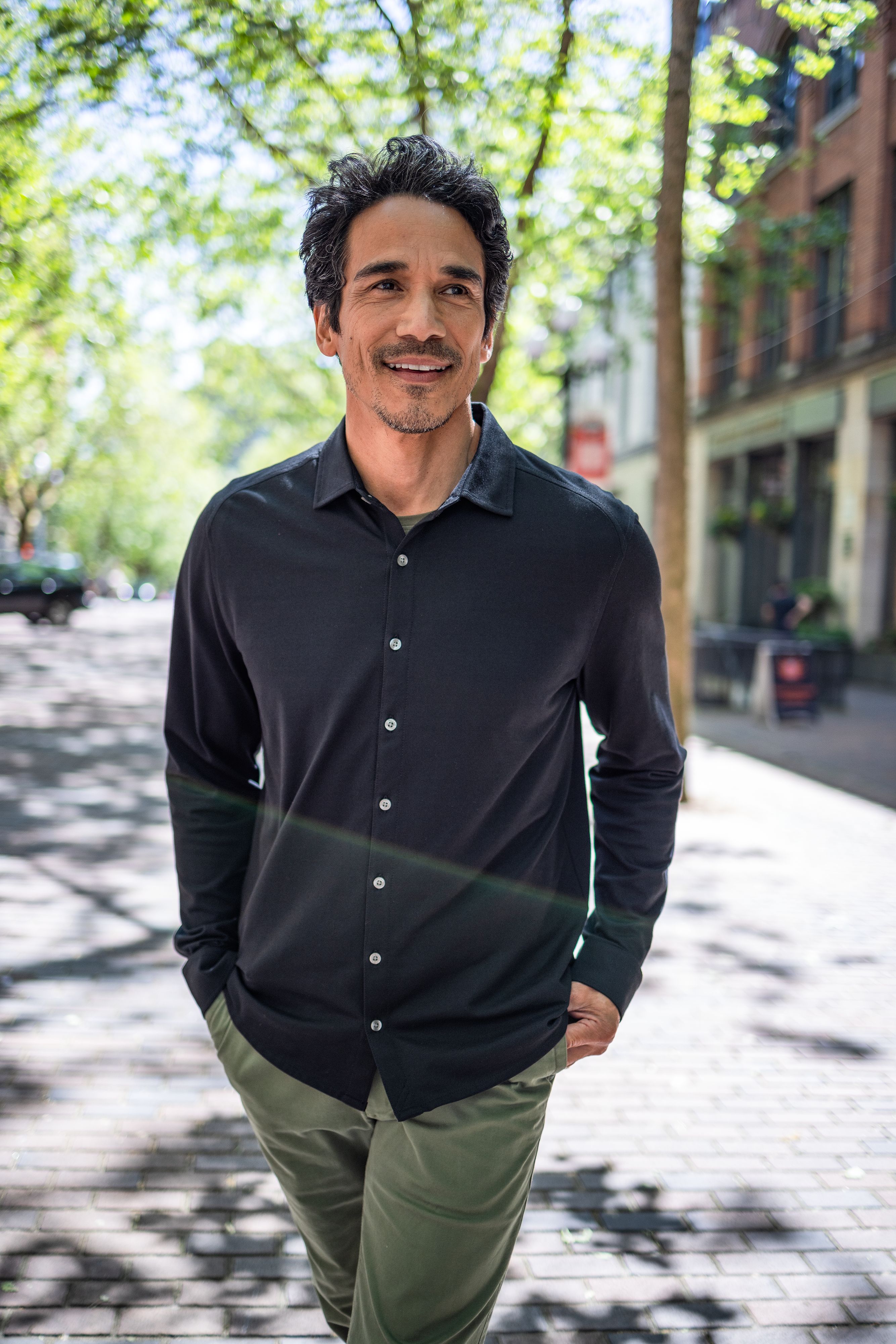 Advantage Tri-Blend Eco Soft Pique Long Sleeve Knitted Mens Button Up