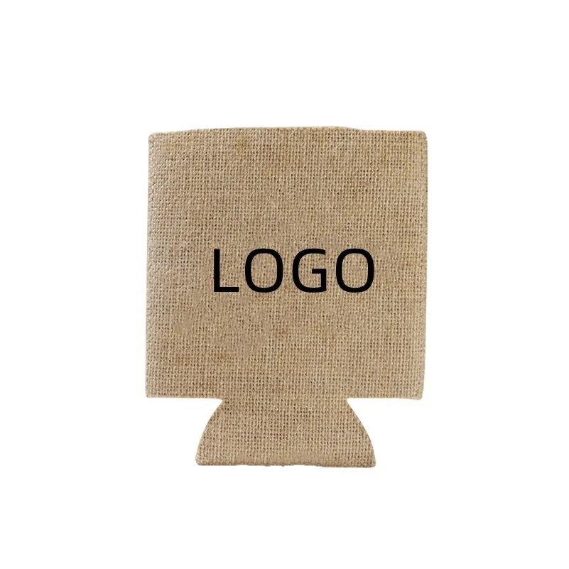 Burlap with Neoprene Can Cooler, custom koozie with logo imprint 3