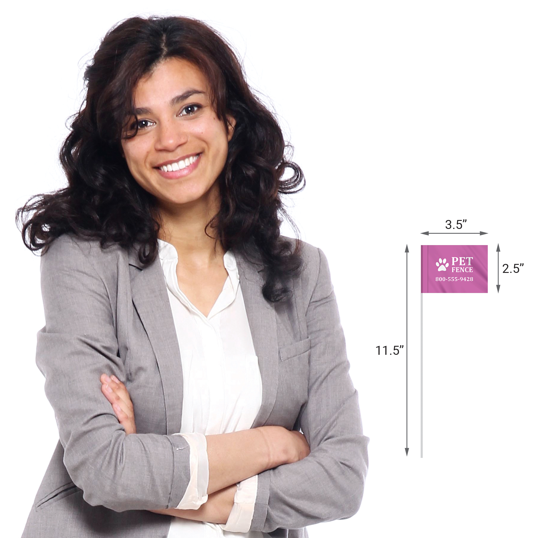 1-Color 2.5" x 3.5" Custom Vinyl Marking Flag w/11.5" Plastic Staff 5