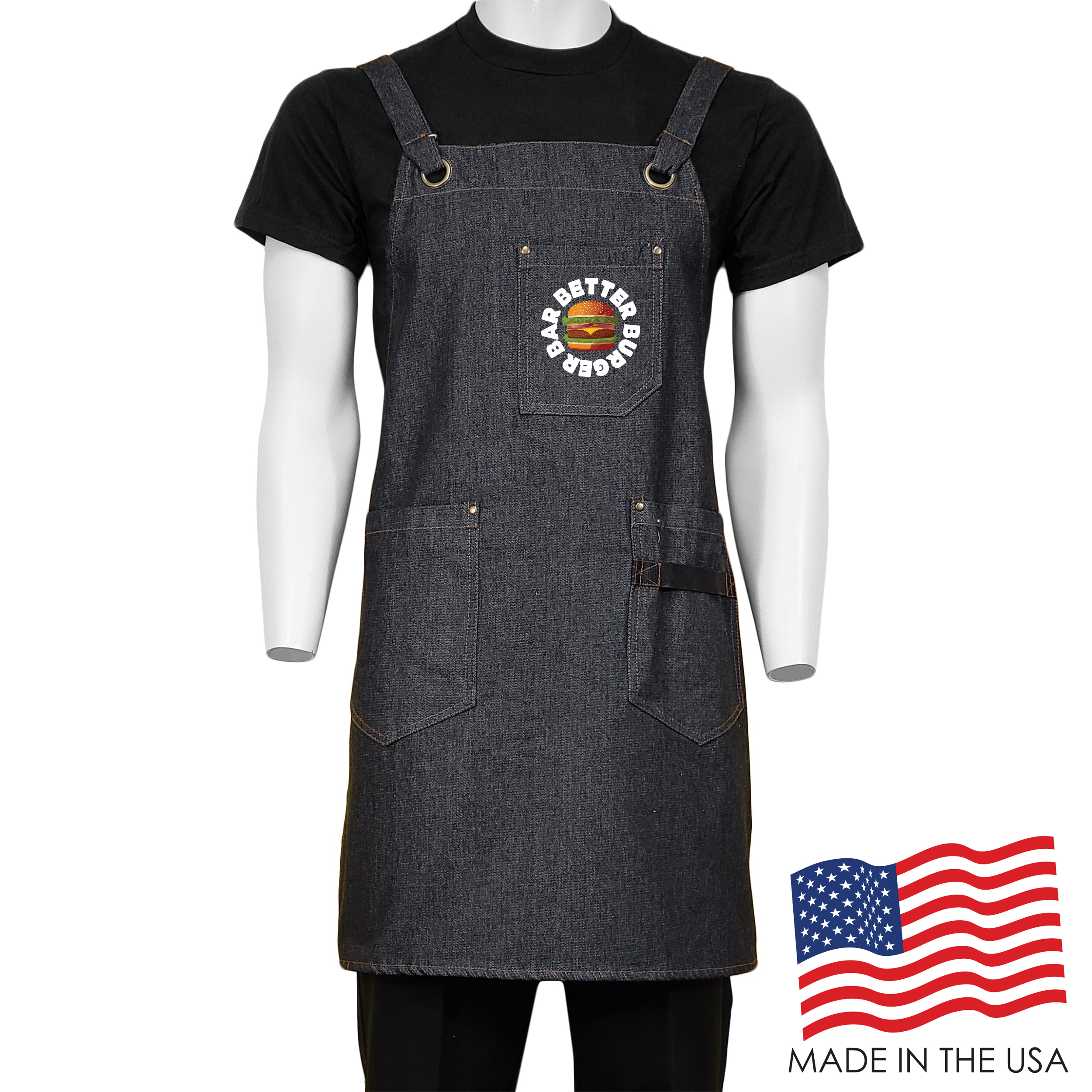 26 in. x 31 in. Denim Cross Back Apron with Pockets (Full Color Logo) 3
