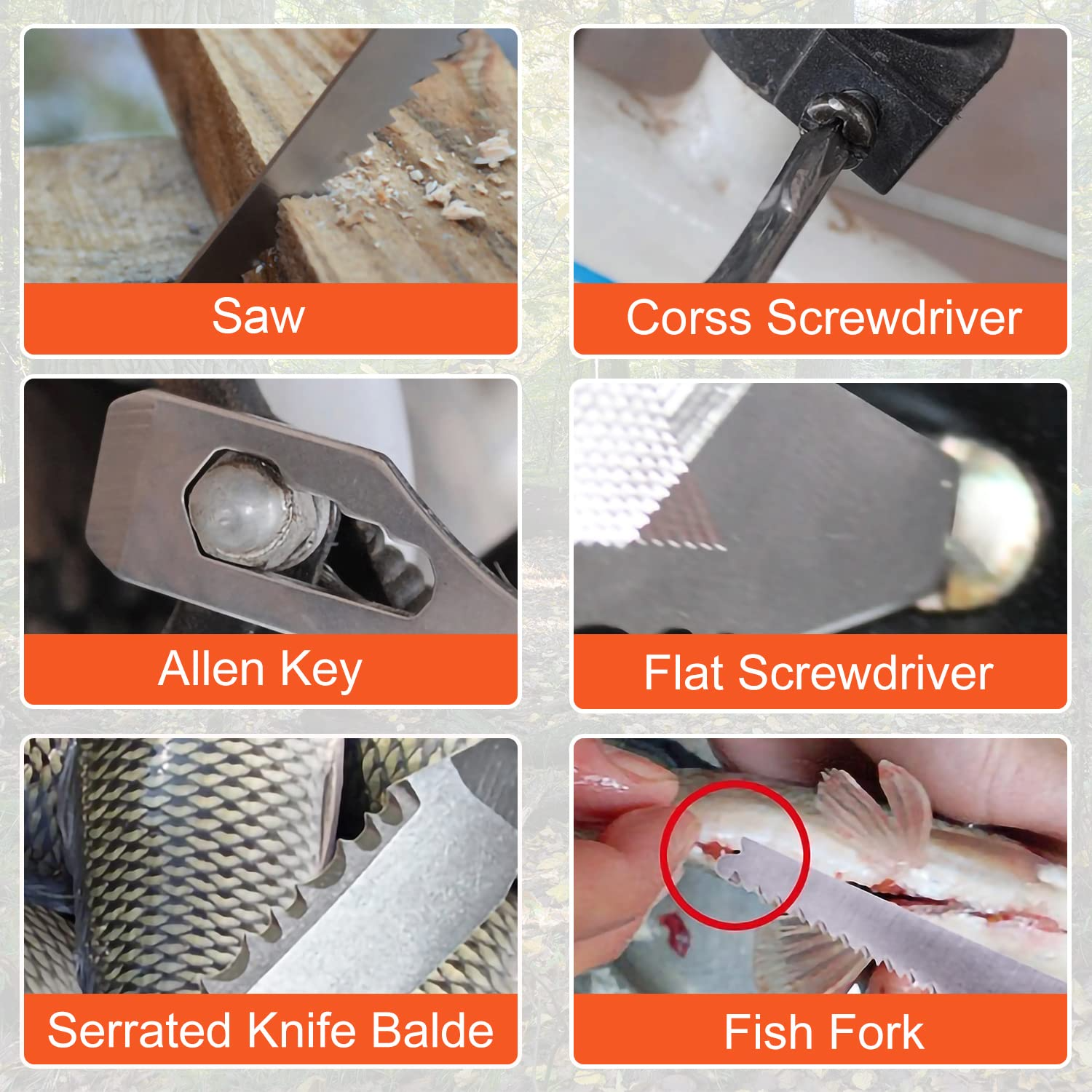 14 In 1 Multifunction Tool Portable Folding Wood Handle 2