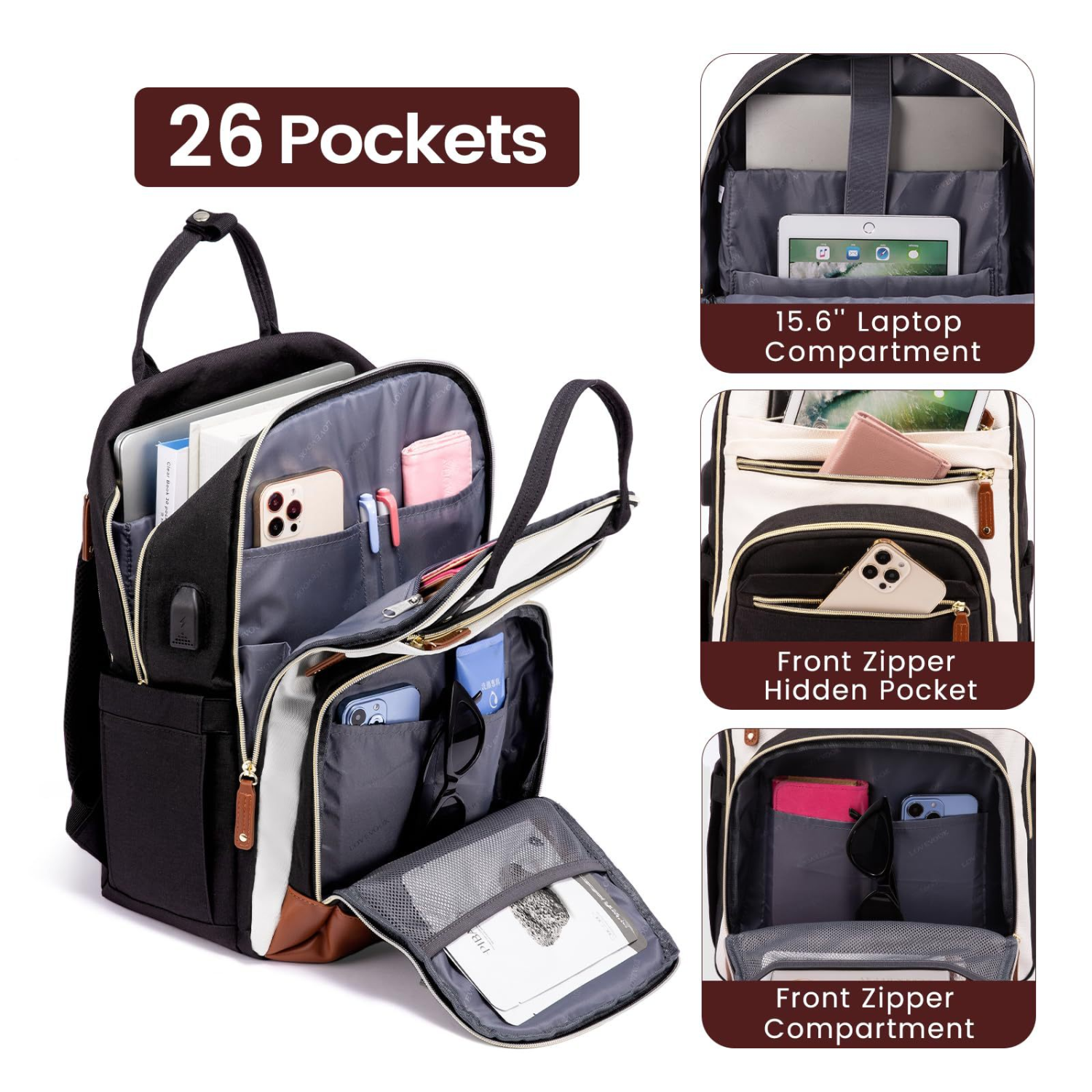 Women Large Capacity Waterproof Polyester Backpack 10
