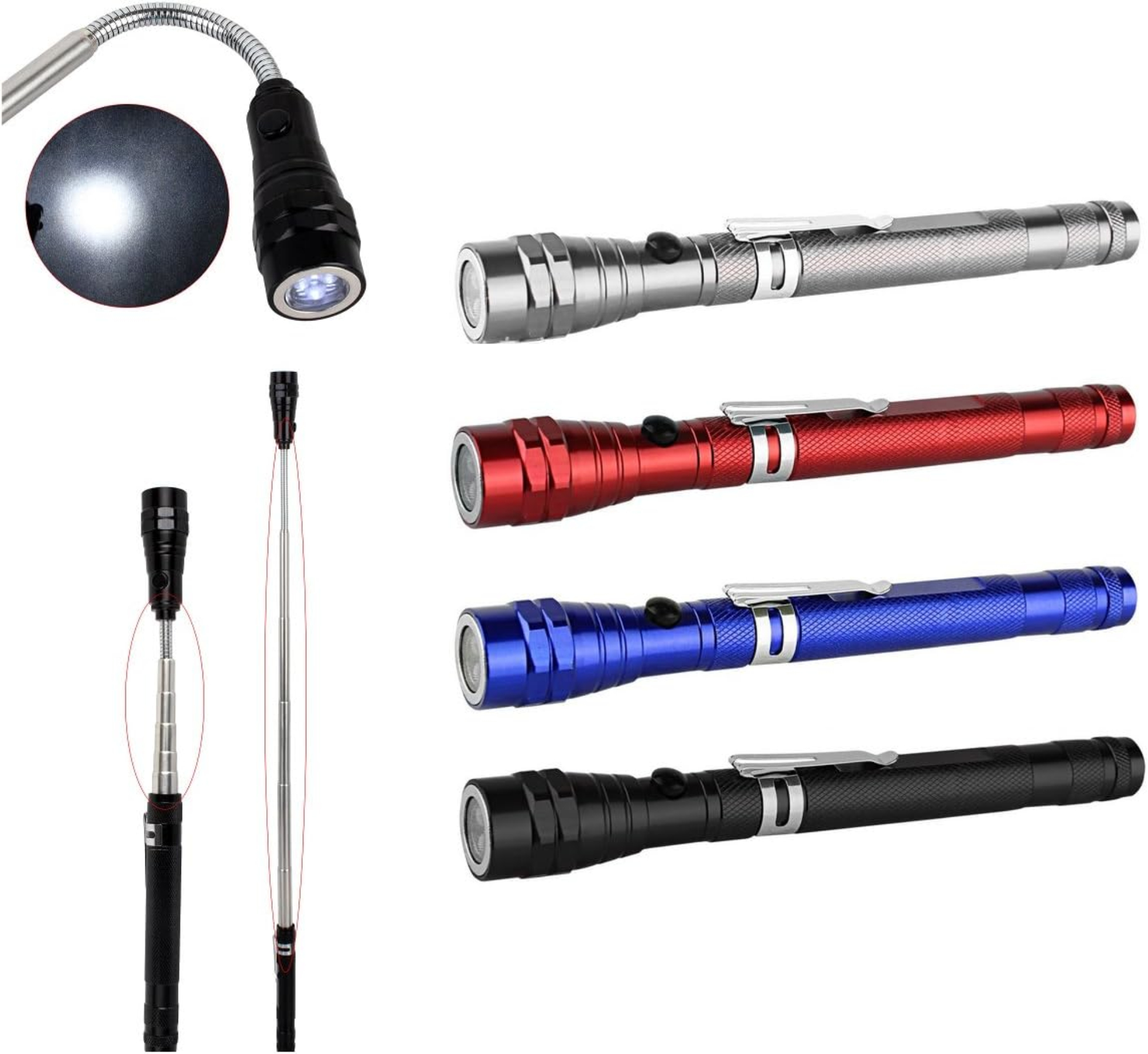 Telescopic Magnetic Pickup Tool With LED Flashlight 2