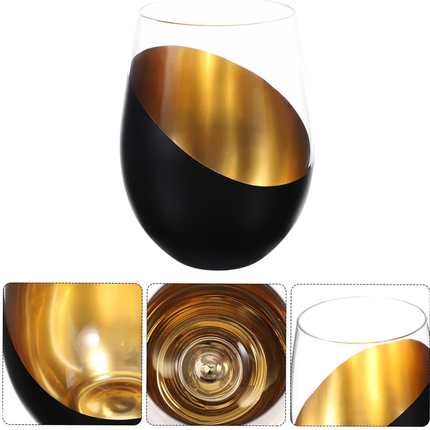 Holiday Egg Shaped Stemless Wine Glass 4