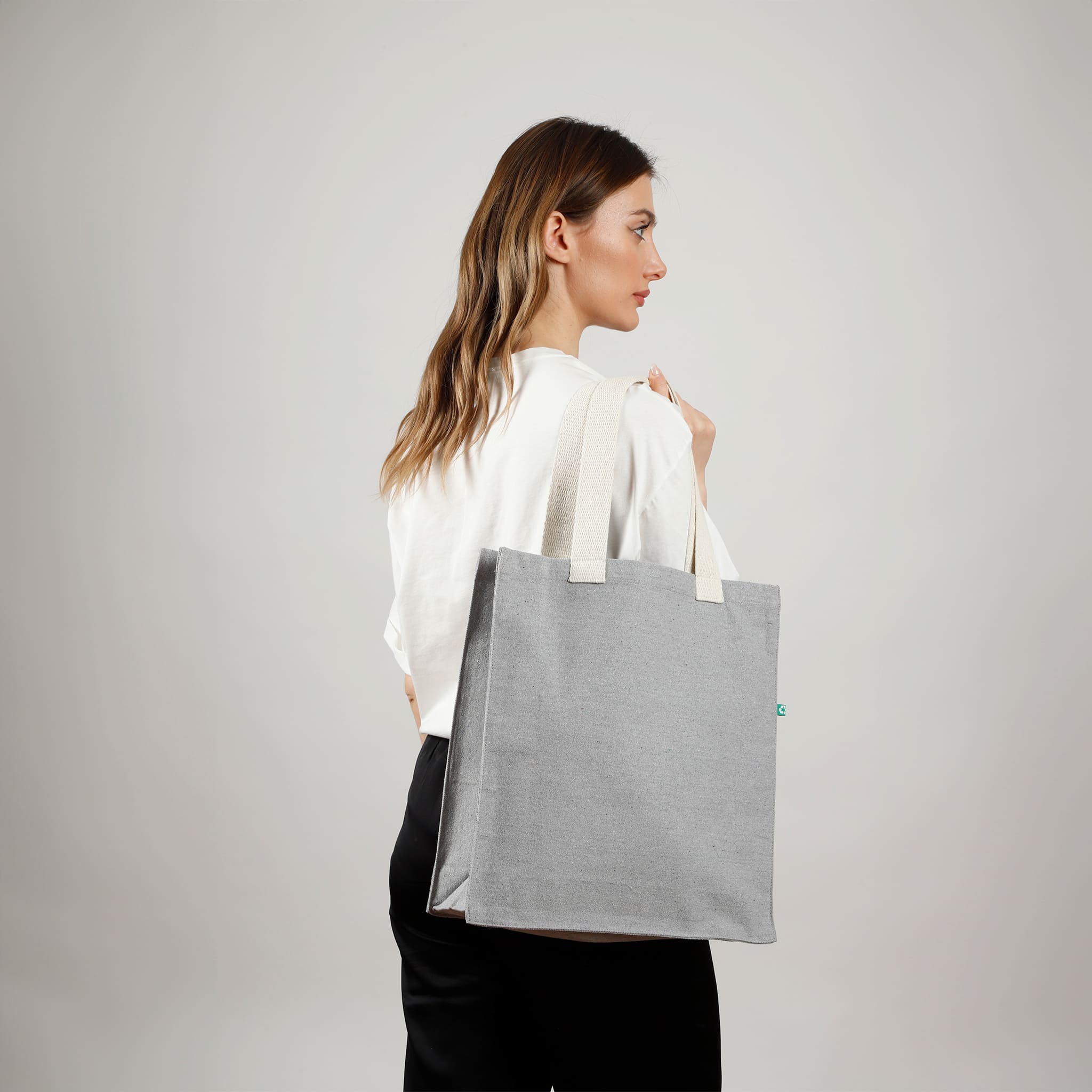 Recycled Canvas Trendy Shopper Tote Bag 9