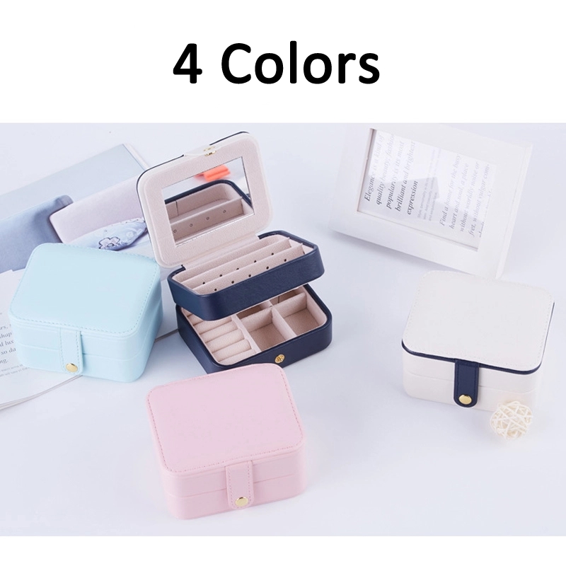 Custom Travel Multi-Layer Jewelry Organizer Box with Mirror 2