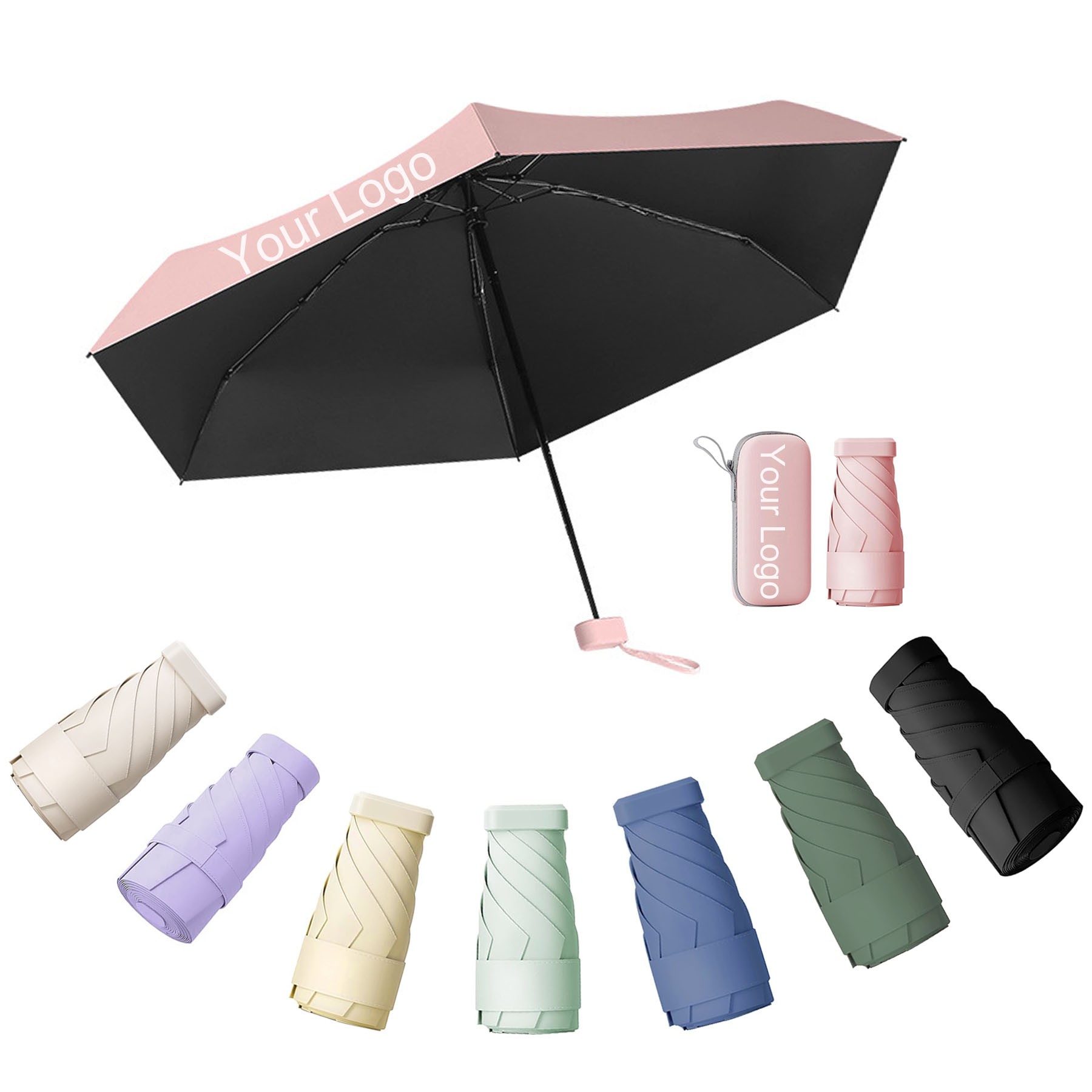 Compact Travel UV Umbrella With Case