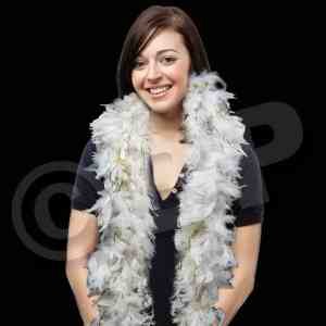 White Feather Boa with Gold Tinsel