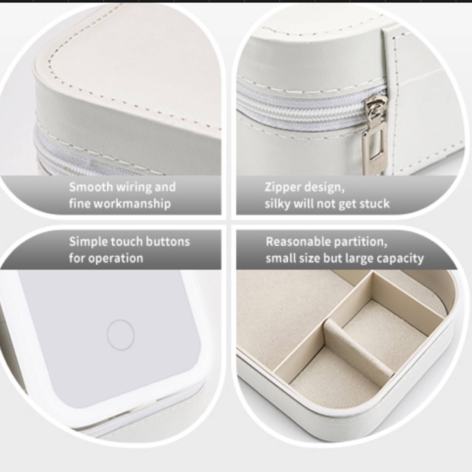 Smart LED Makeup Desktop Mirror W/ Zipper Closure 4