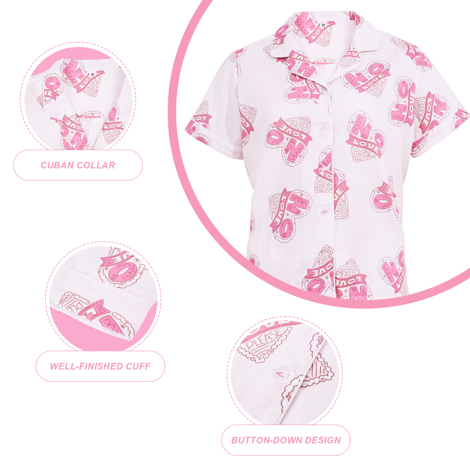 100% Cotton Double-Gauze Short Sleeve Pajamas Set 5