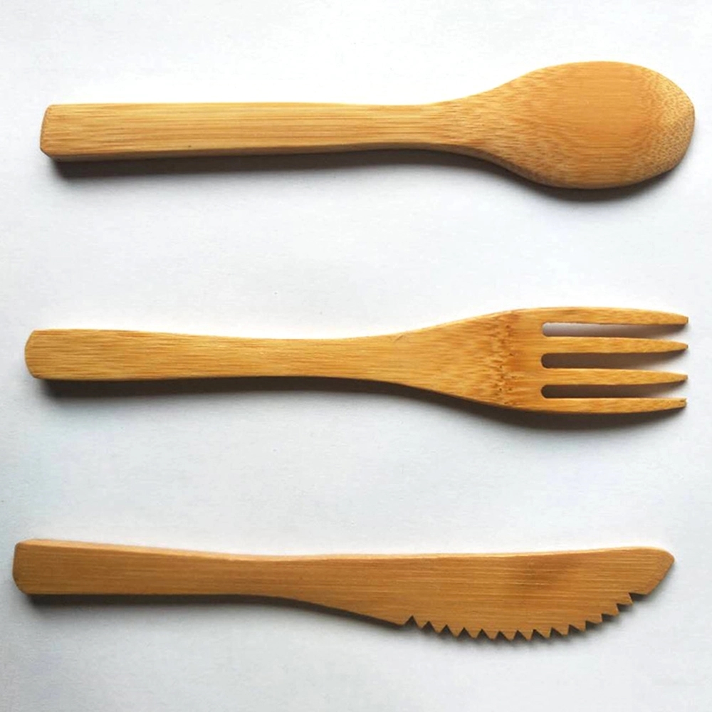 Travel Utensil Set Bamboo Cutlery Kit with Storage Pouch 4