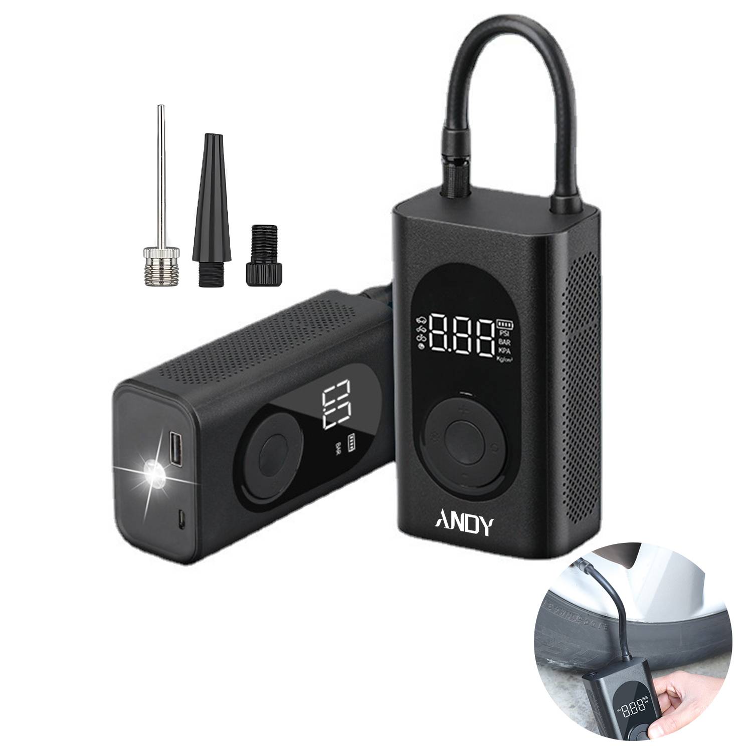 Mini Portable Car Auto Wireless Rechargeable Air Pump 6