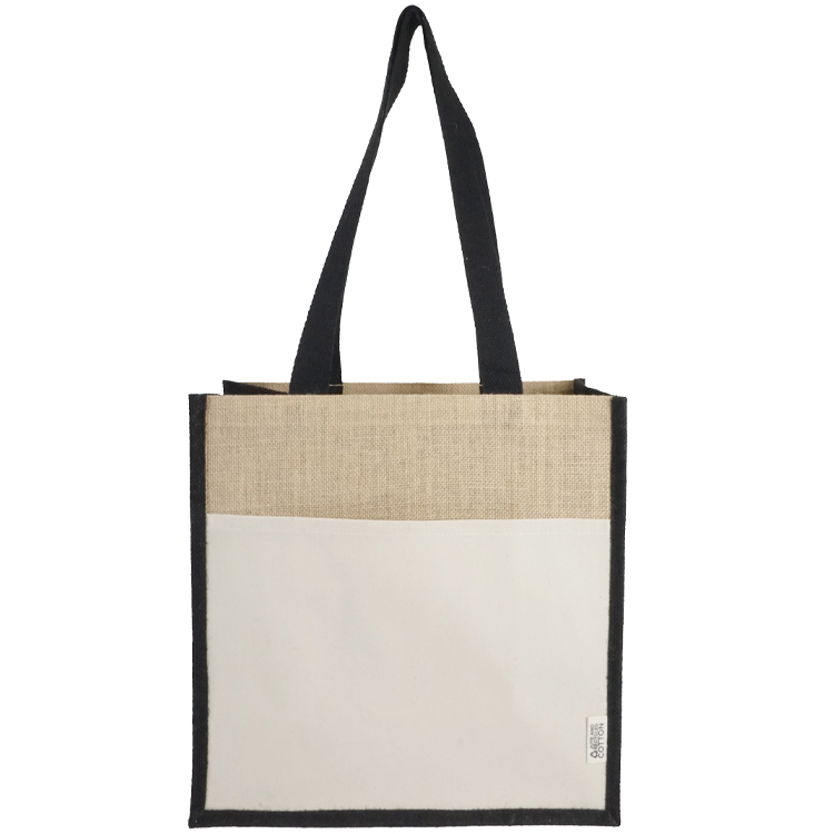 Miami Recycled Cotton Front Pocket Jute Tote, custom tote bag with logo imprint 14