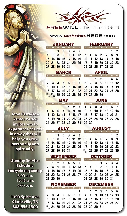 Religious Calendar Magnet - 4x7 Round Corners - 25 mil. 1