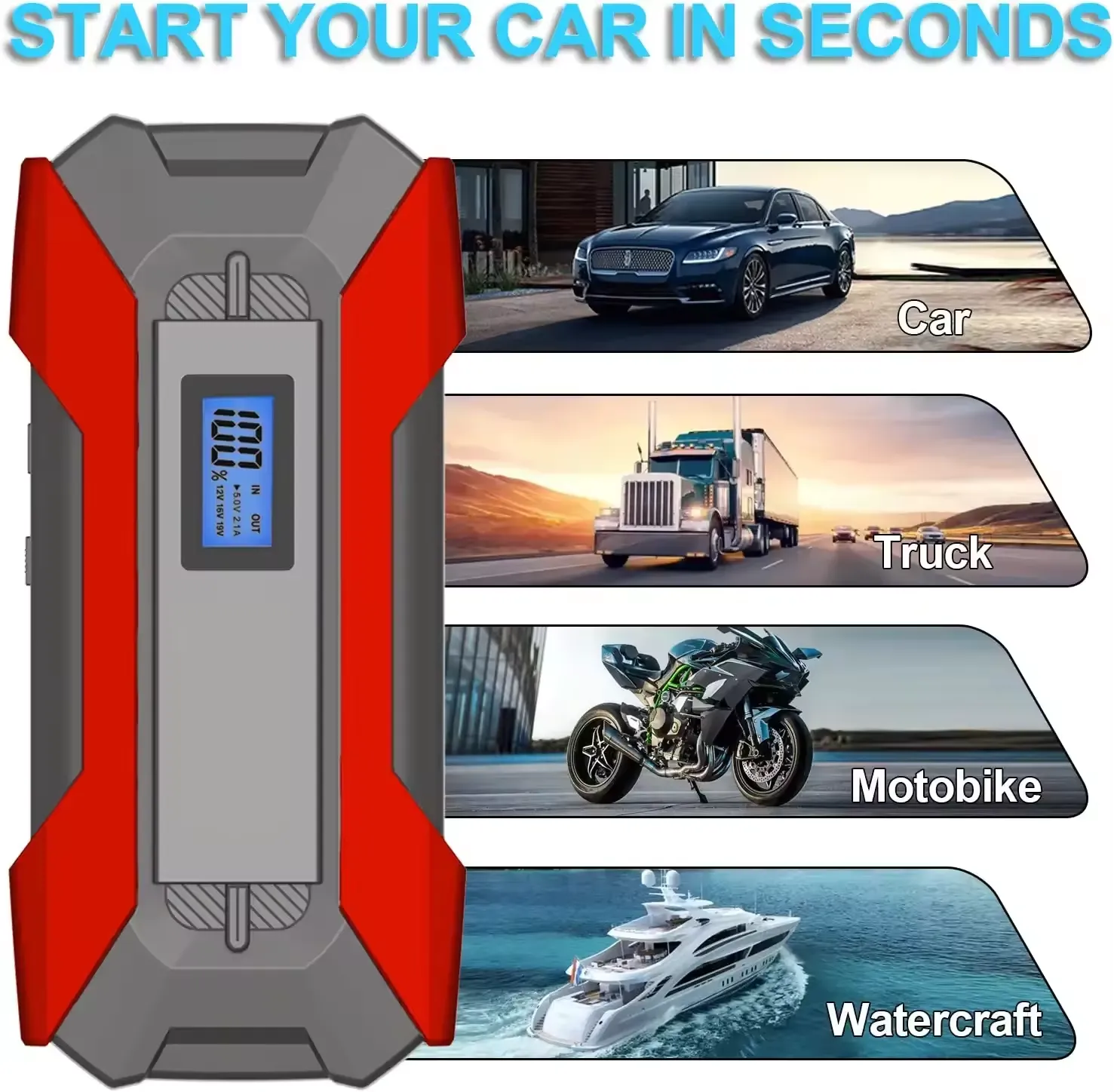 12000mAh Portable Car Jump Starter with Smart Clip 8