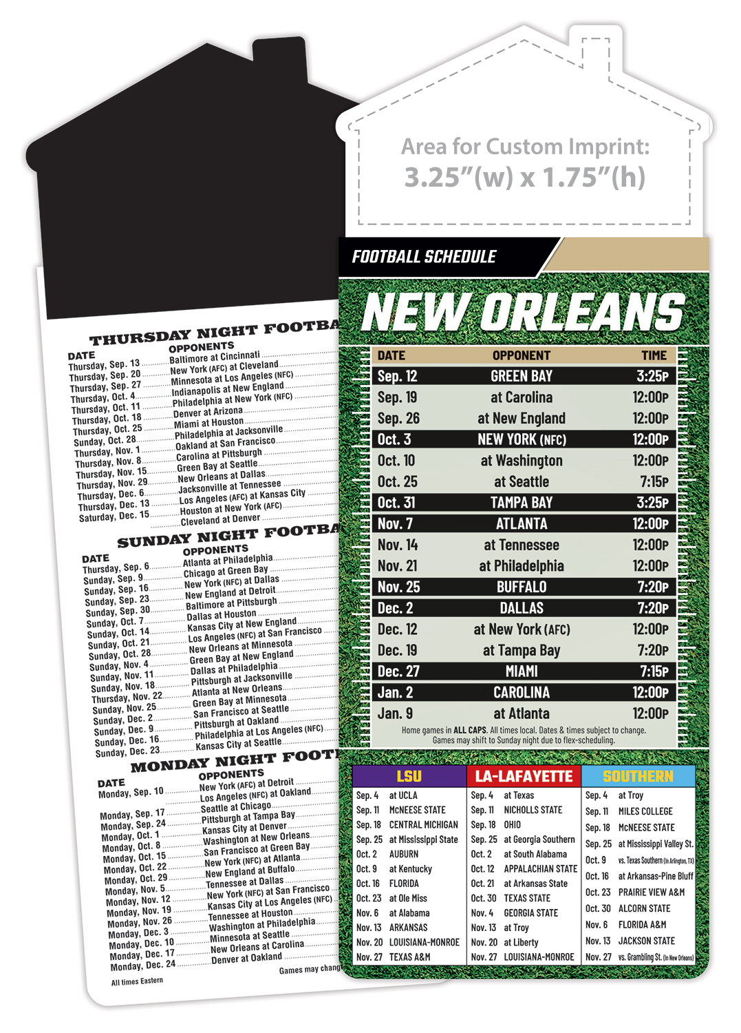 Magna-Card House Shape Magnet Football Schedules (3.5x9)