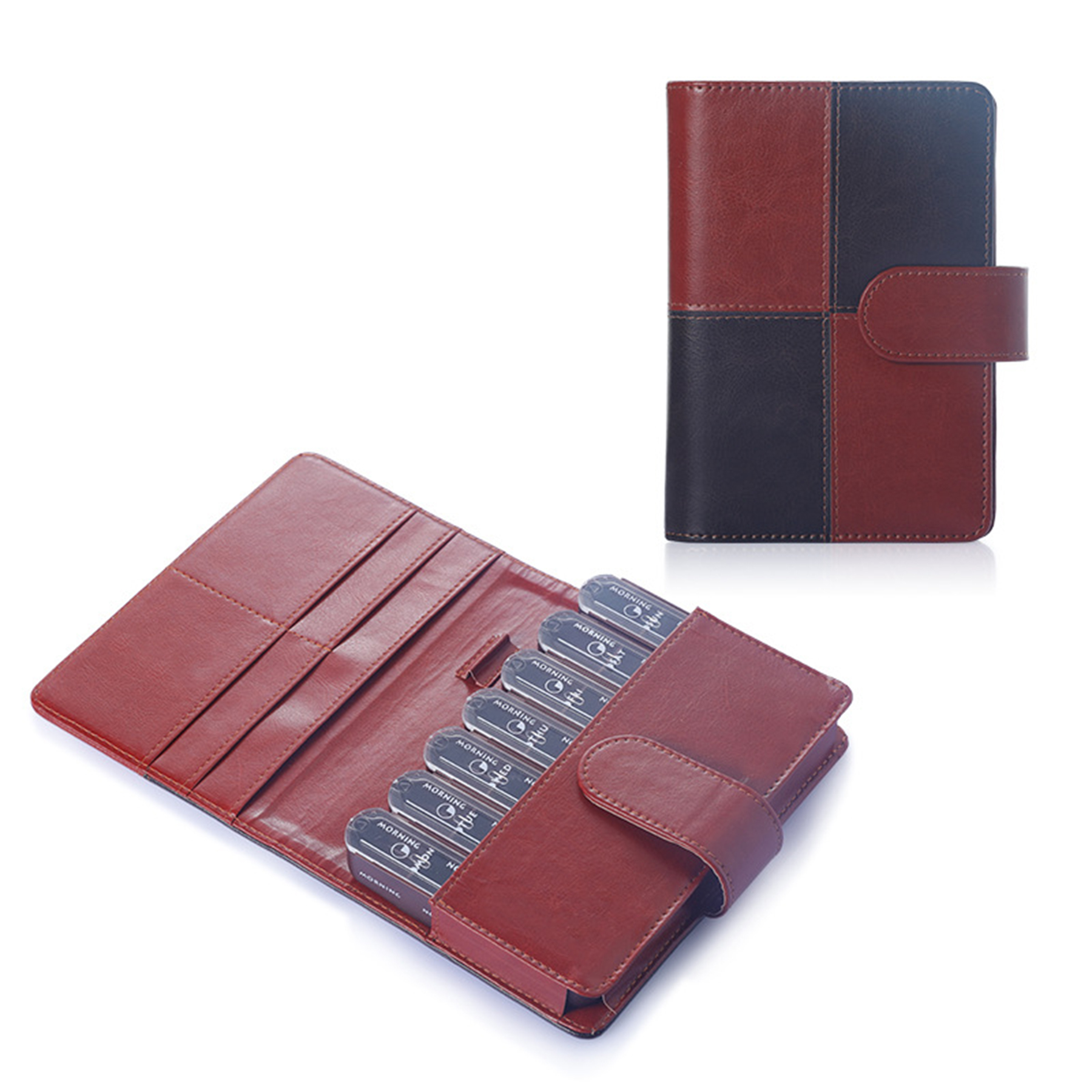 7 Days A Weeks Medicine Box With Leather Carrying Bag 2