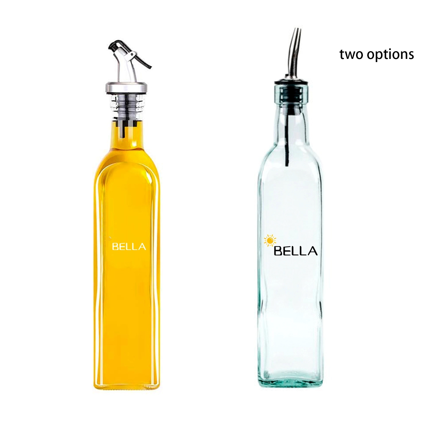Oil And Vinegar Cruet Glass Bottles With Dispensers 16Oz 2