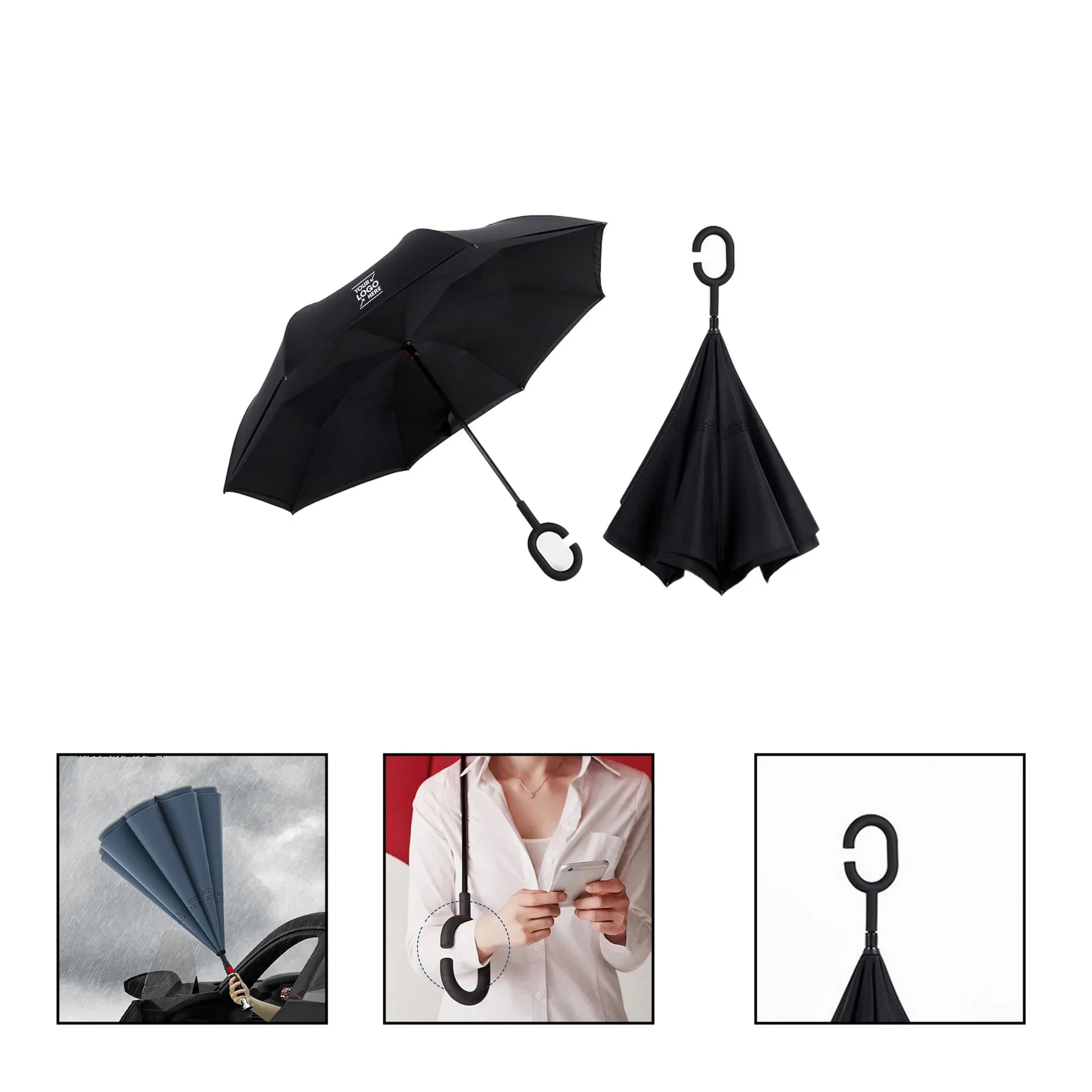 Car Reversible Straight Pole Double Tier Umbrella 3