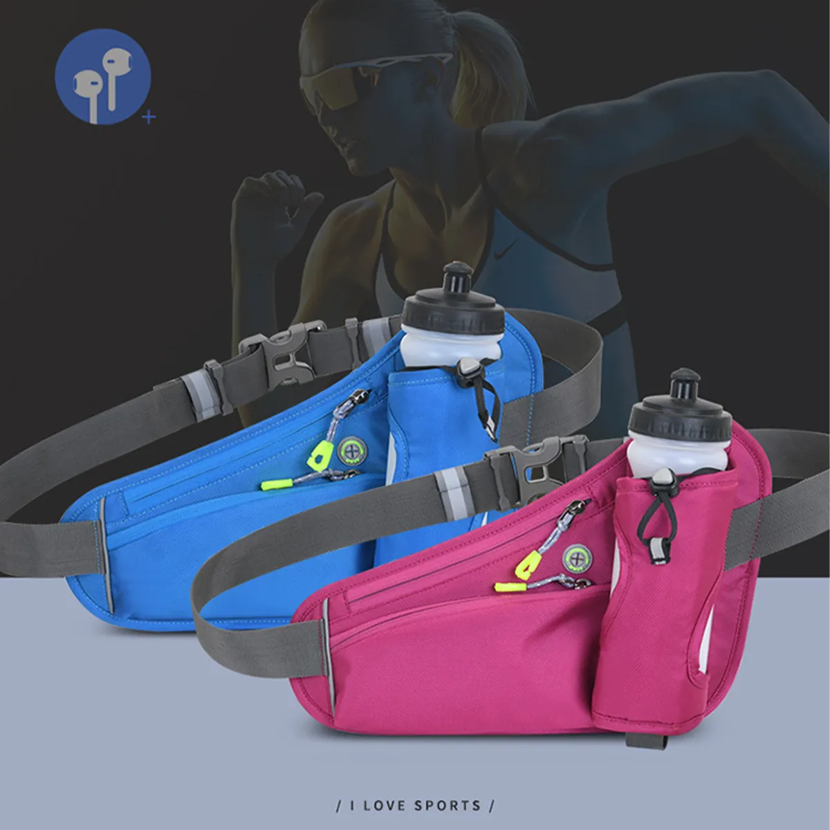 Breathable Lightweight Waist Bags With Water Bottle Holder 2