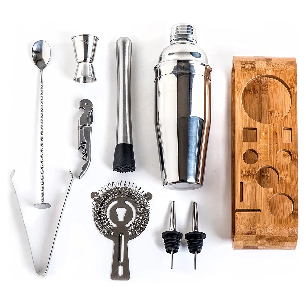 10-Piece bartender Tool with Stand Cocktail Maker Shaker set 4
