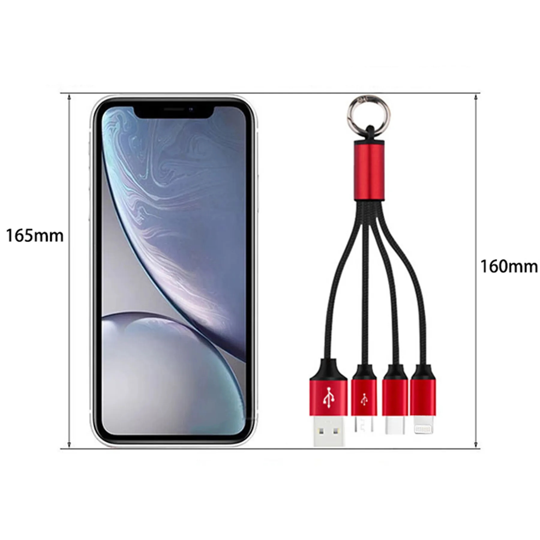 3 in 1 (2 - Pack) USB Cable with Keychain 1