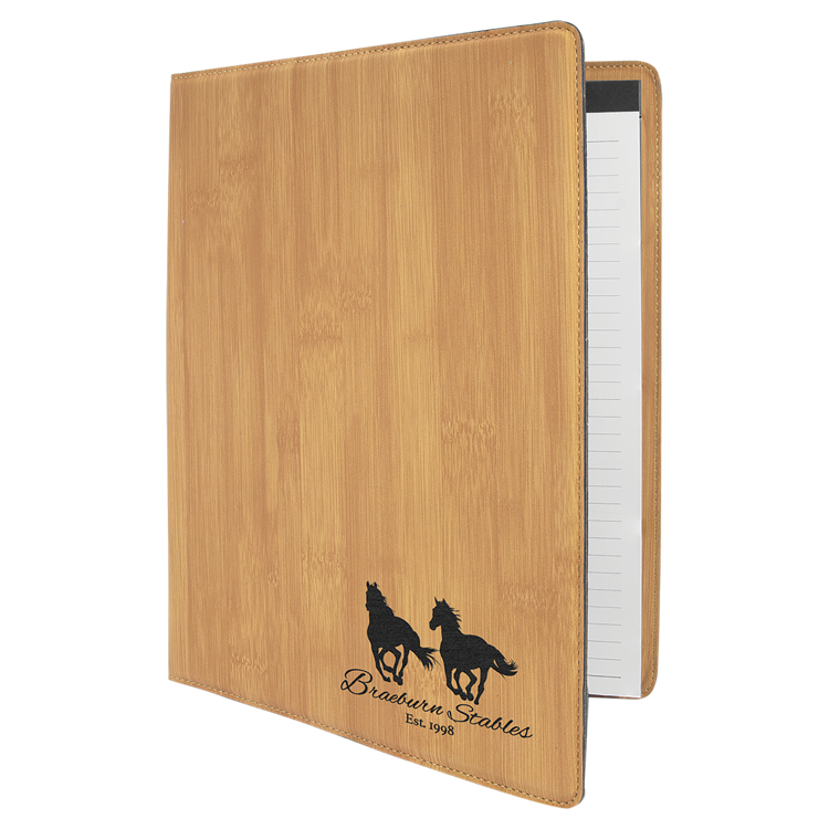 9 1/2" x 12" Bamboo Leatherette Portfolio with Notepad 4