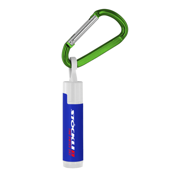 SPF 15 Lip Balm in White Tube with Hook Cap and Carabiner 10