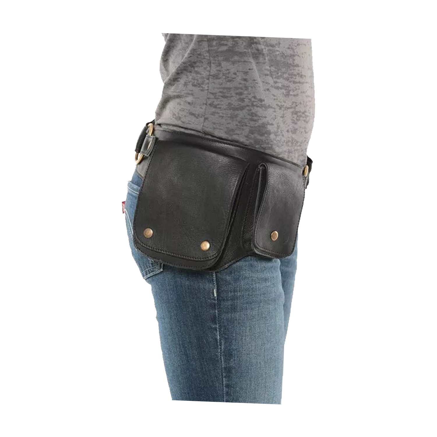 Faux leather punk style vintage waist bag 6