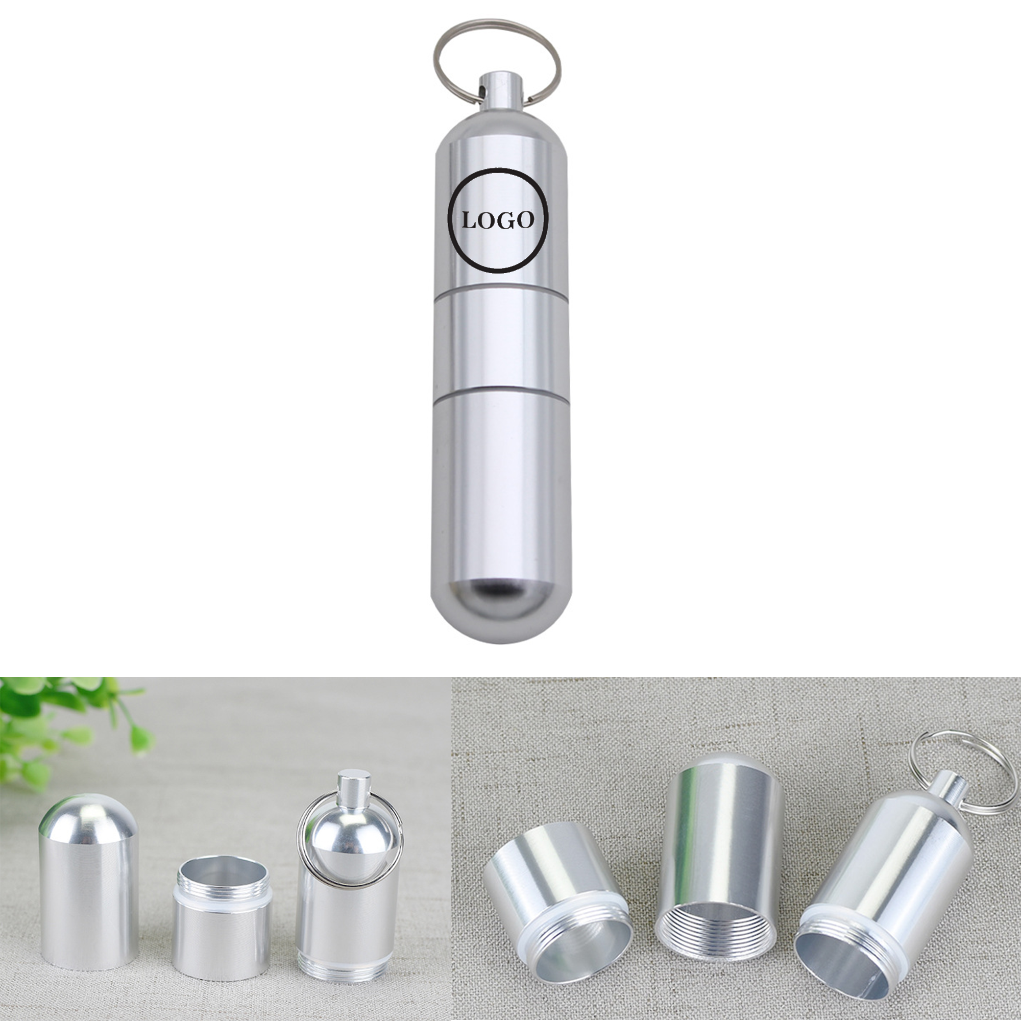 Portable Aluminum Alloy Pill Case With Keychain 2