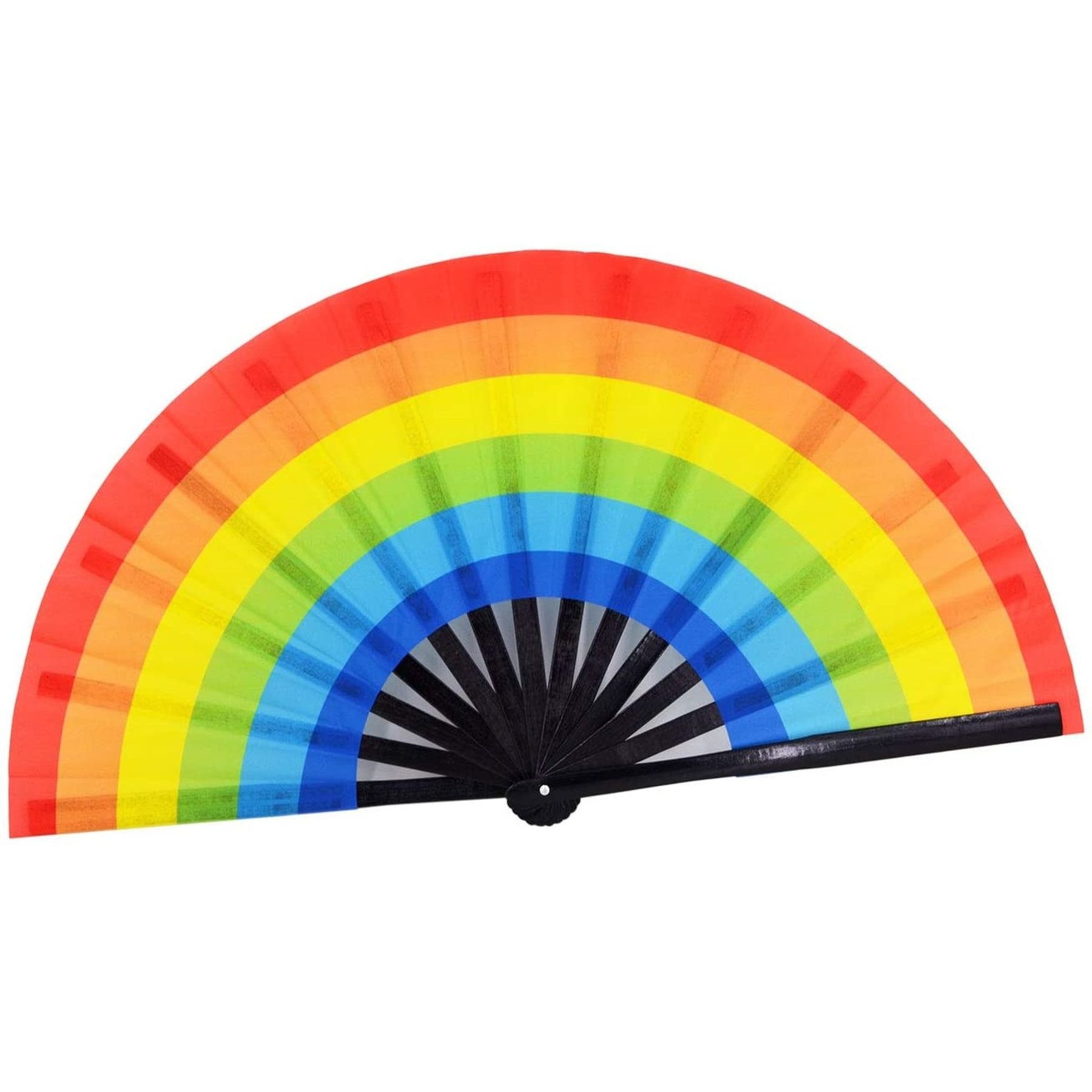 13 Inch Folding Hand Rave Bamboo Gay Pride Rainbow Fan 6