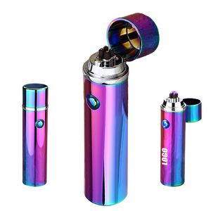 Cylinder Dual Electric Arc Lighter With Flip Cap And USB Charging 37