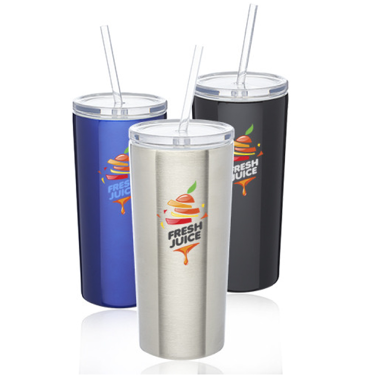 16 oz. Stainless Steel Tumbler with Straw 1