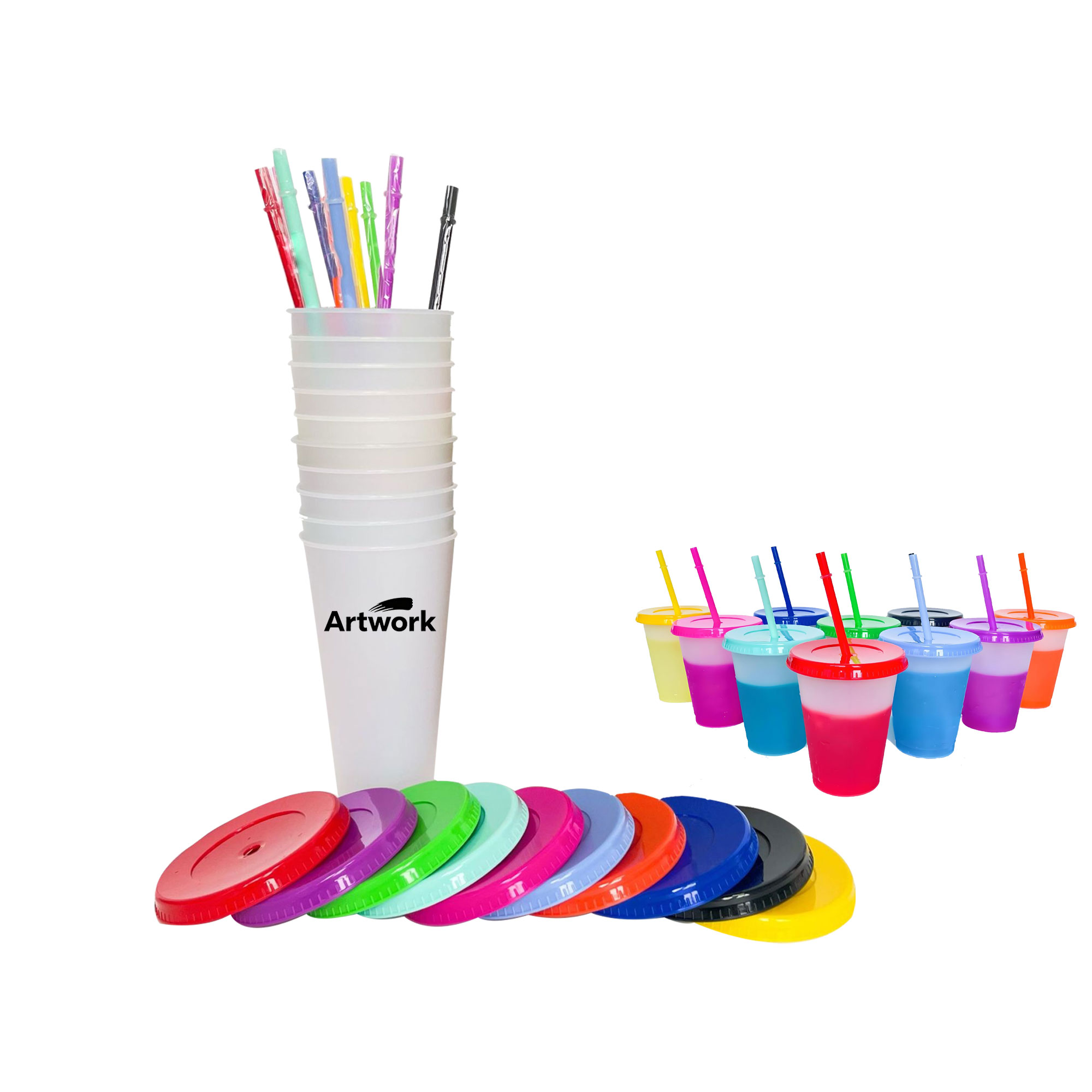 16oz Color Changing Plastic Straw Cup 2